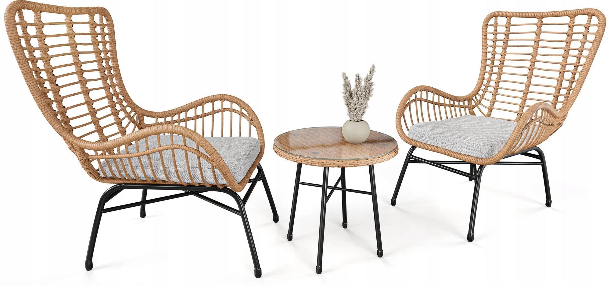 Garden Furniture Set Balcony Terrace Technorattan Table Armchairs di volio
