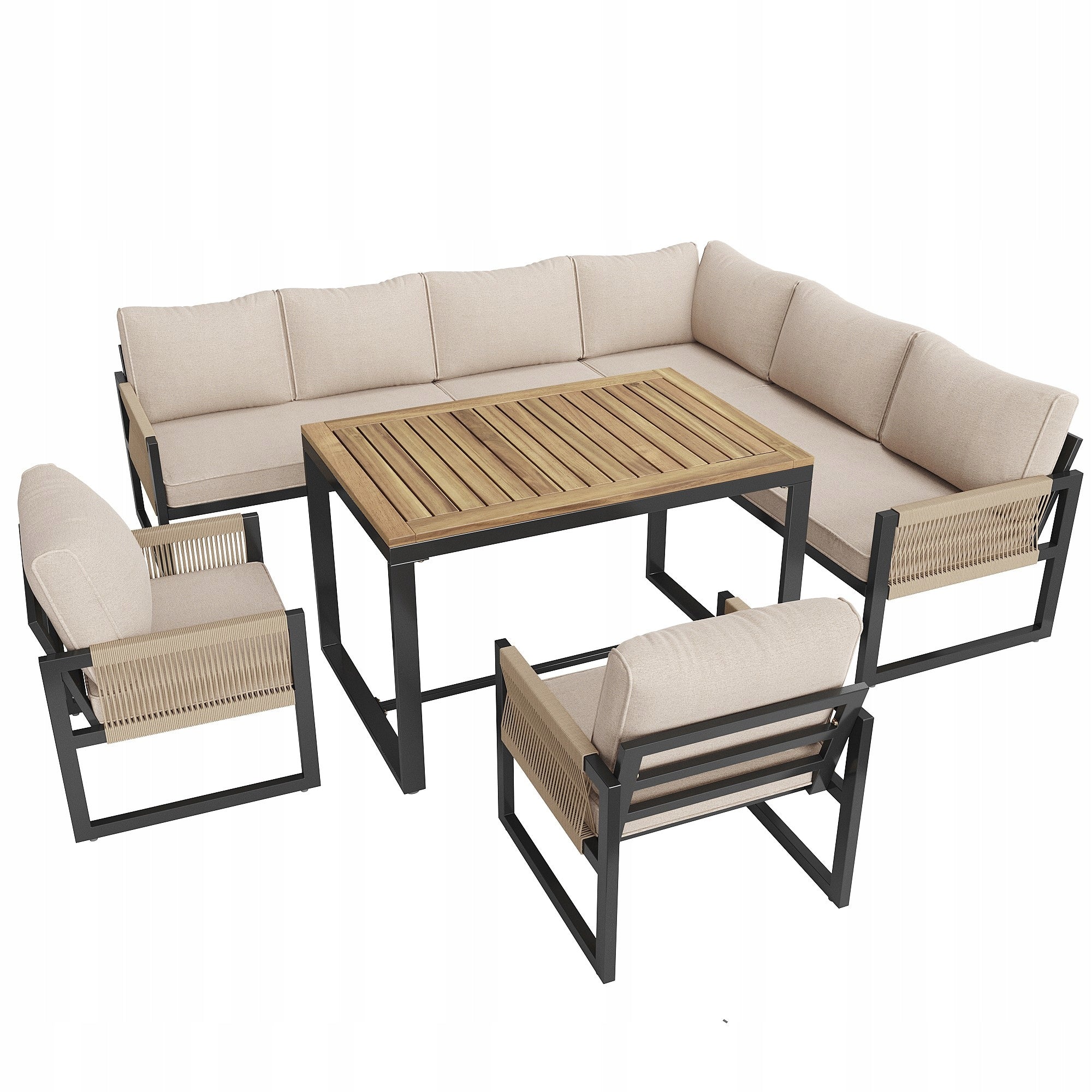 Garden Furniture Set Dining Grey 8 People Waterproof Balcony Terrace