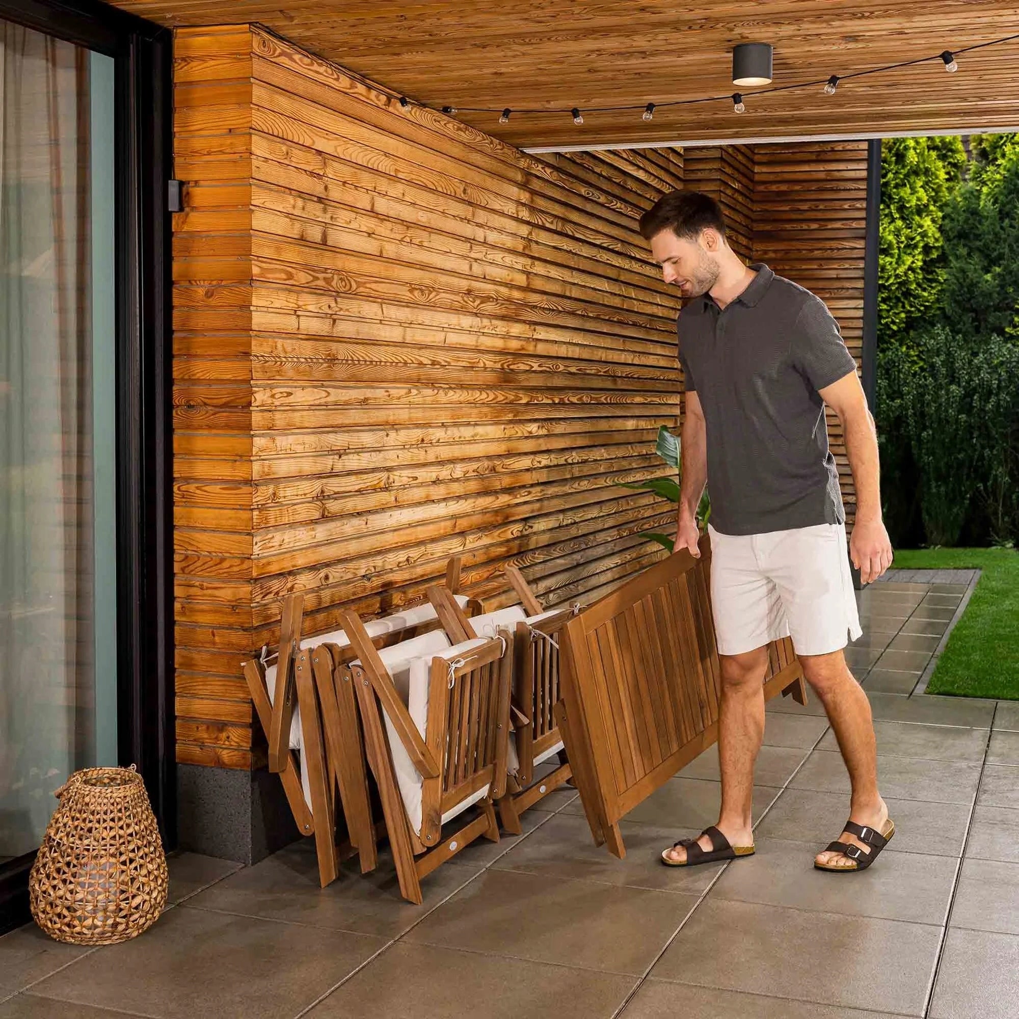 Garden Furniture Set Folding Backrest Adjustment Set Wood Lusiano Main material wood