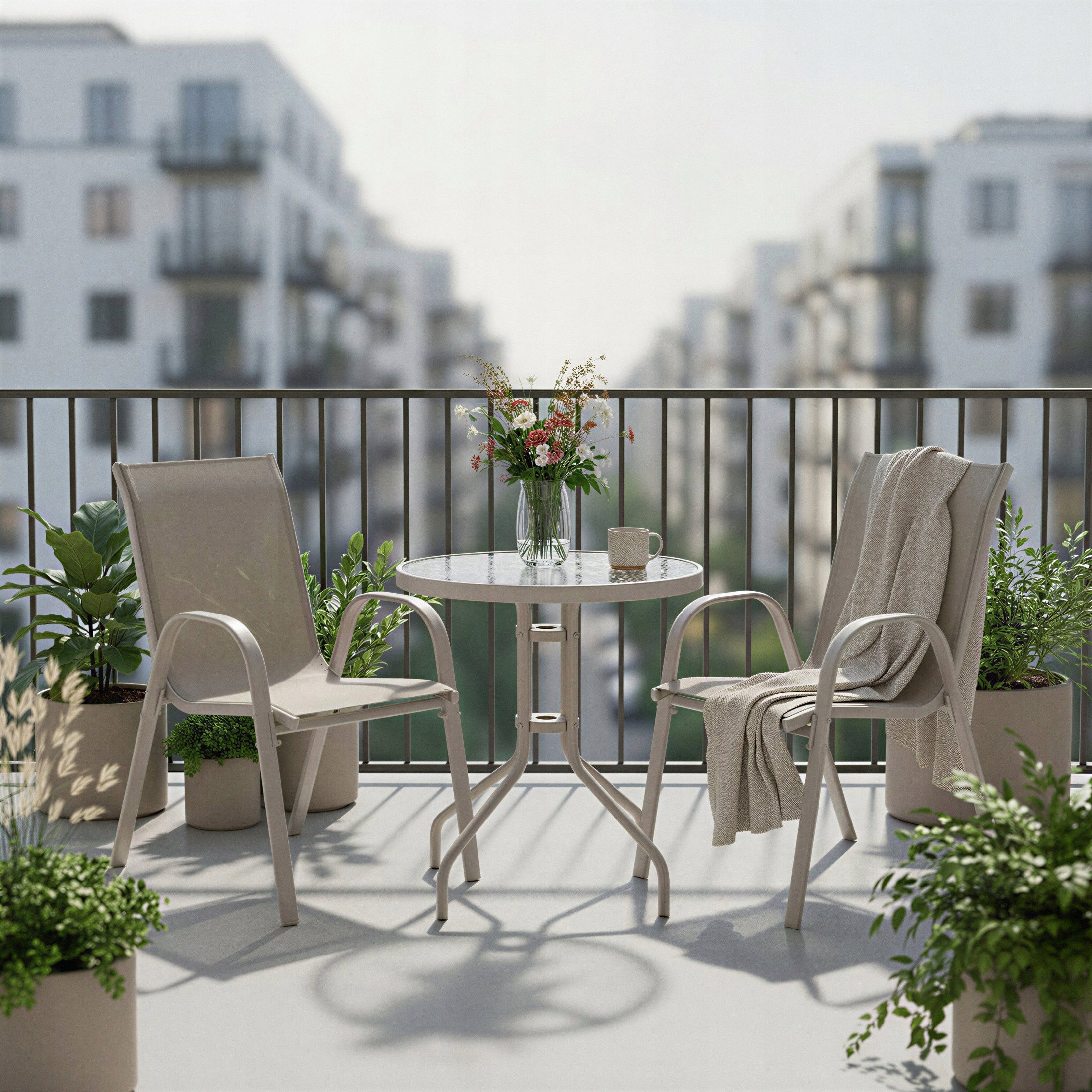 Garden Furniture Set GARDEN FURNITURE for Balcony Terrace BEIGE Chairs Table Number of items in the set 3