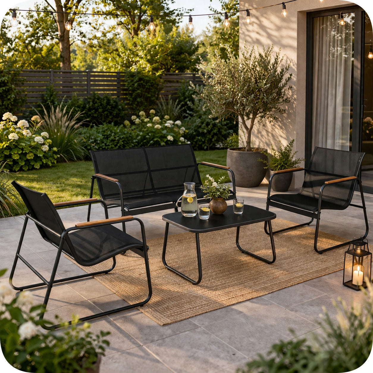 Garden Furniture Set GRÖNER Table Chairs Sofa Garden Number of items in the set 4