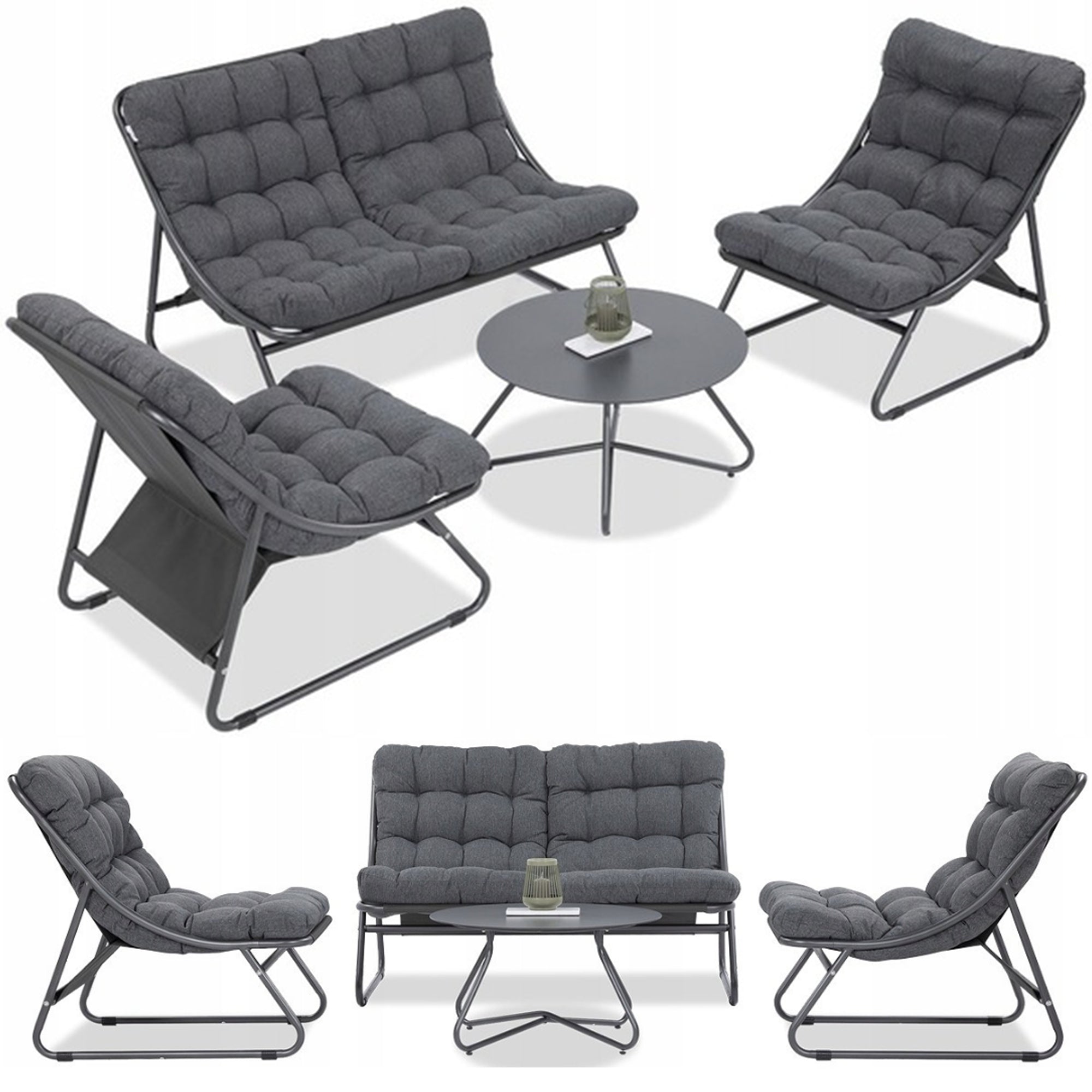 Garden Furniture Set Garden Furniture VISTA Table 2x Armchair Sofa Metal