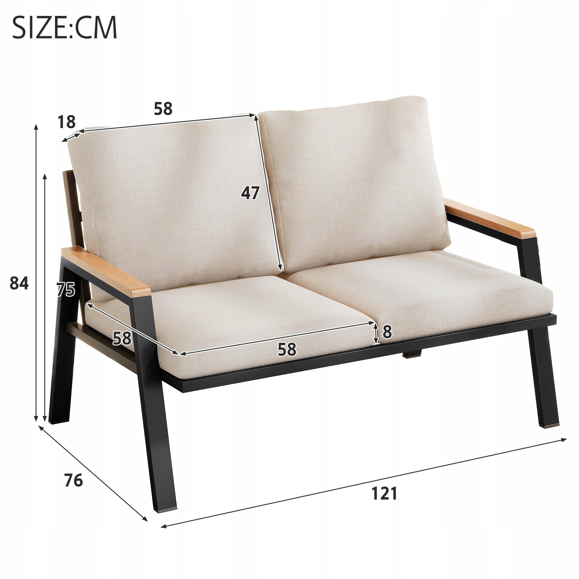 Garden Furniture Set Garden Sofa, Double, Galvanized Steel Beige Packaging status original