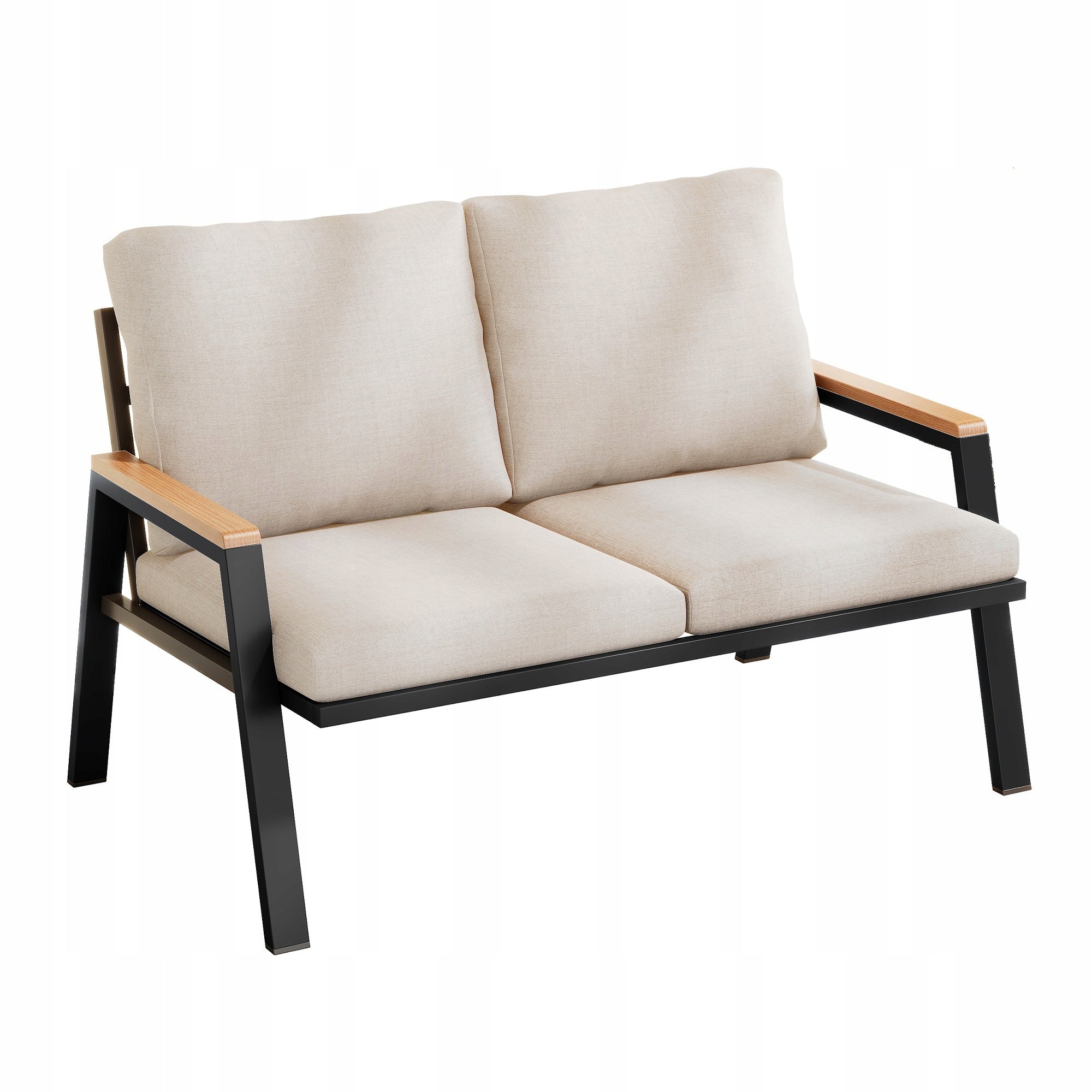 Garden Furniture Set Garden Sofa, Double, Galvanized Steel Beige