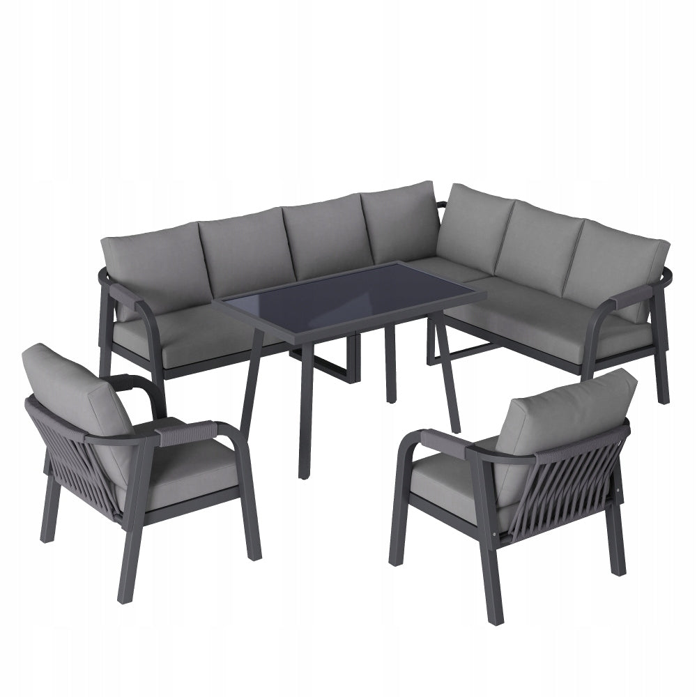 Garden Furniture Set Grey Corner 8 People Galvanized Steel Braided EAN (GTIN) 6946821296298