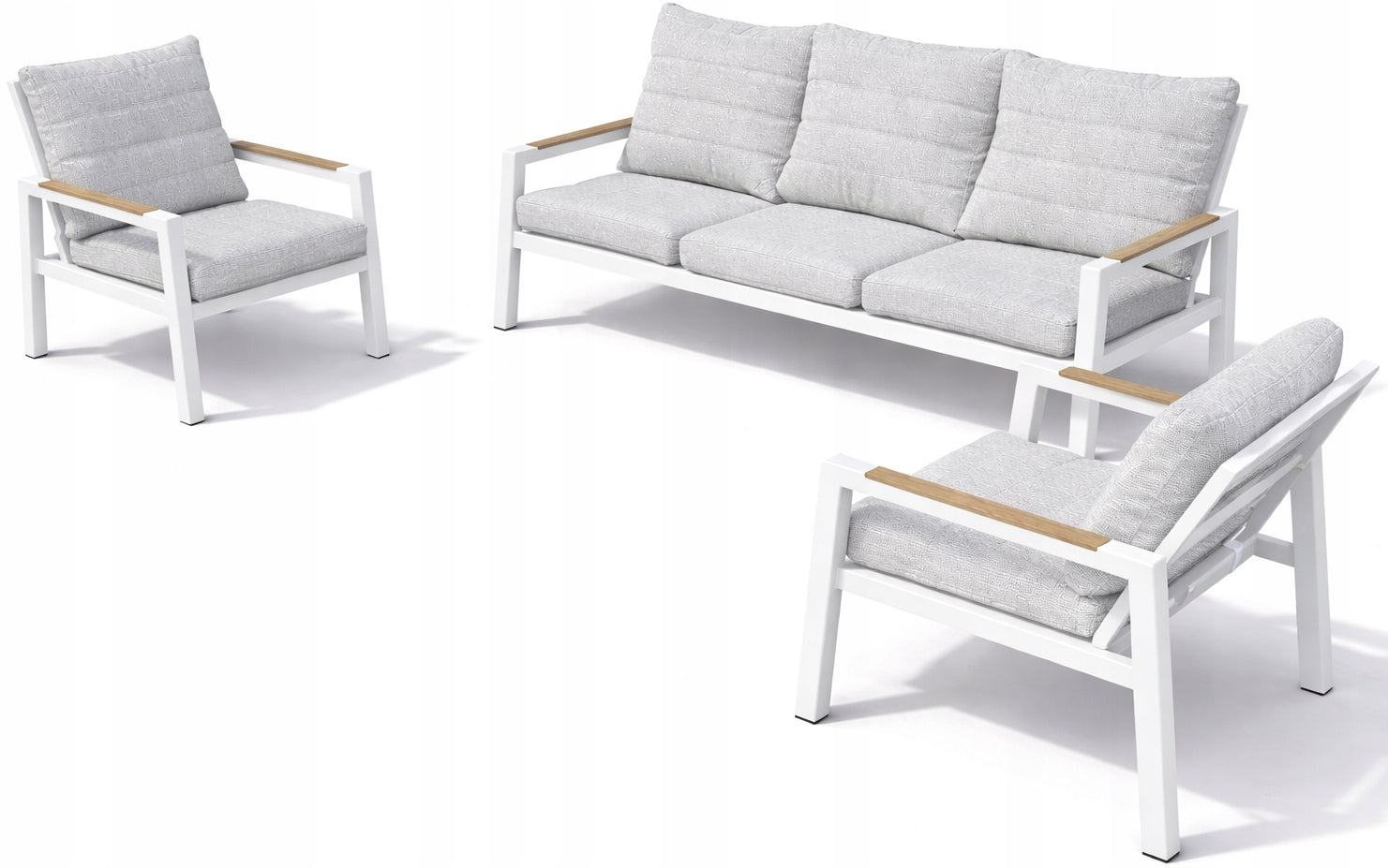 Garden Furniture Set Modular Aluminum Sofa + Table + 2 Armchairs White Manufacturer Just Relax