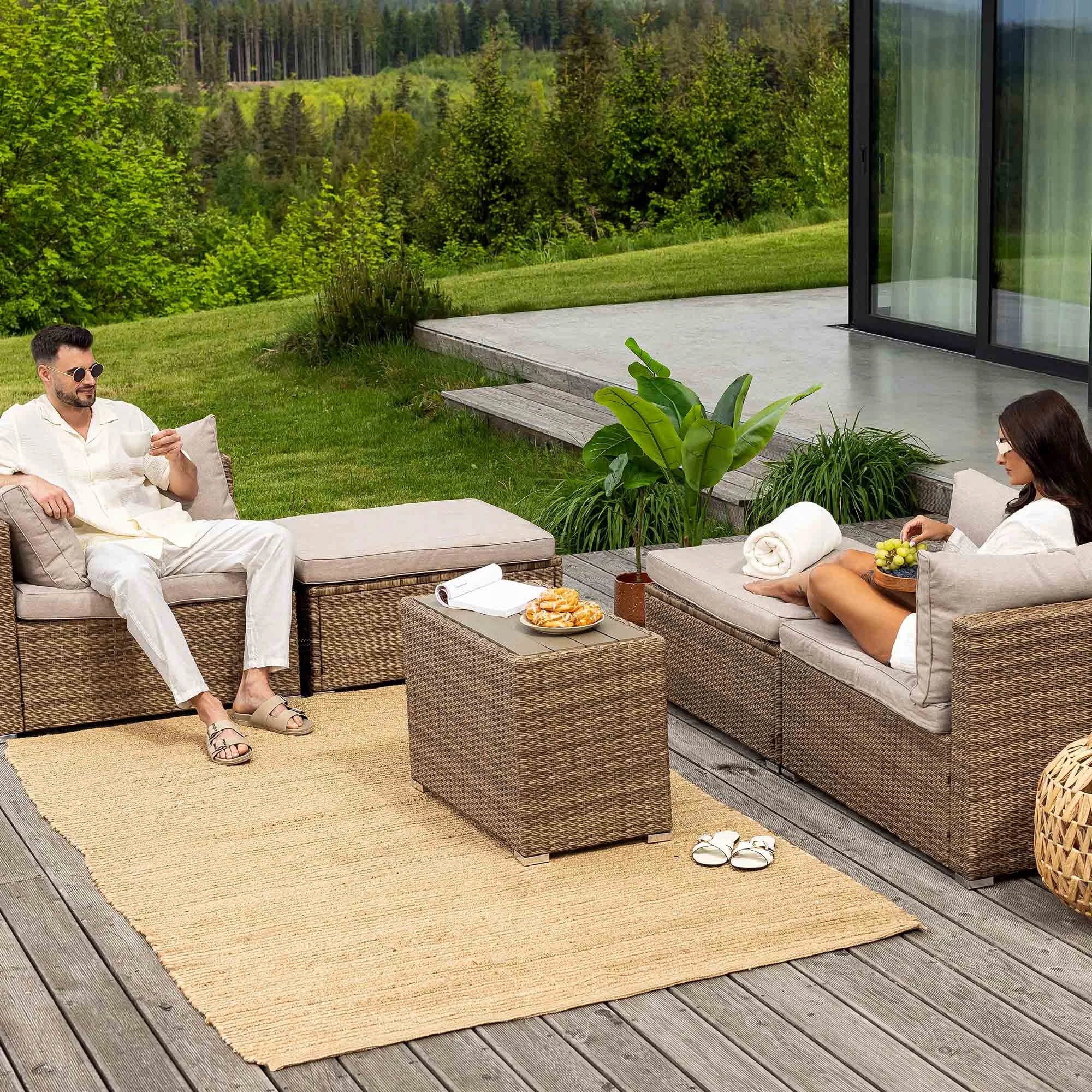 Garden Furniture Set Modular Technorattan Couches Poufs Table Packaging status original
