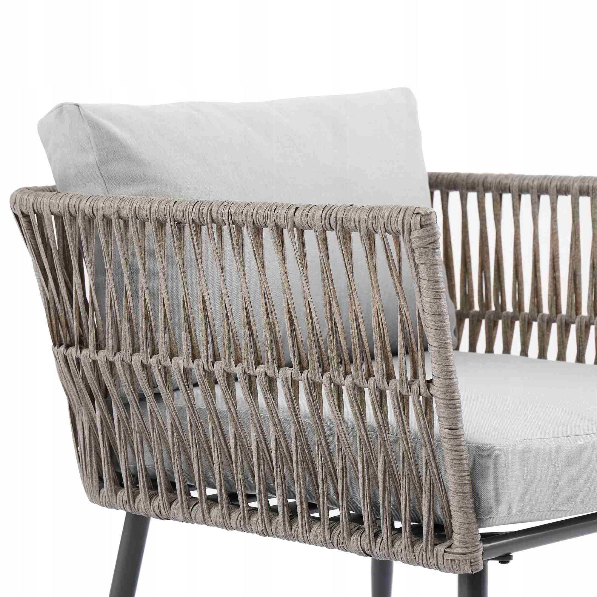 Garden Furniture Set Sofa + 2 Armchairs + Coffee Table Steel Frame Grey Color gray