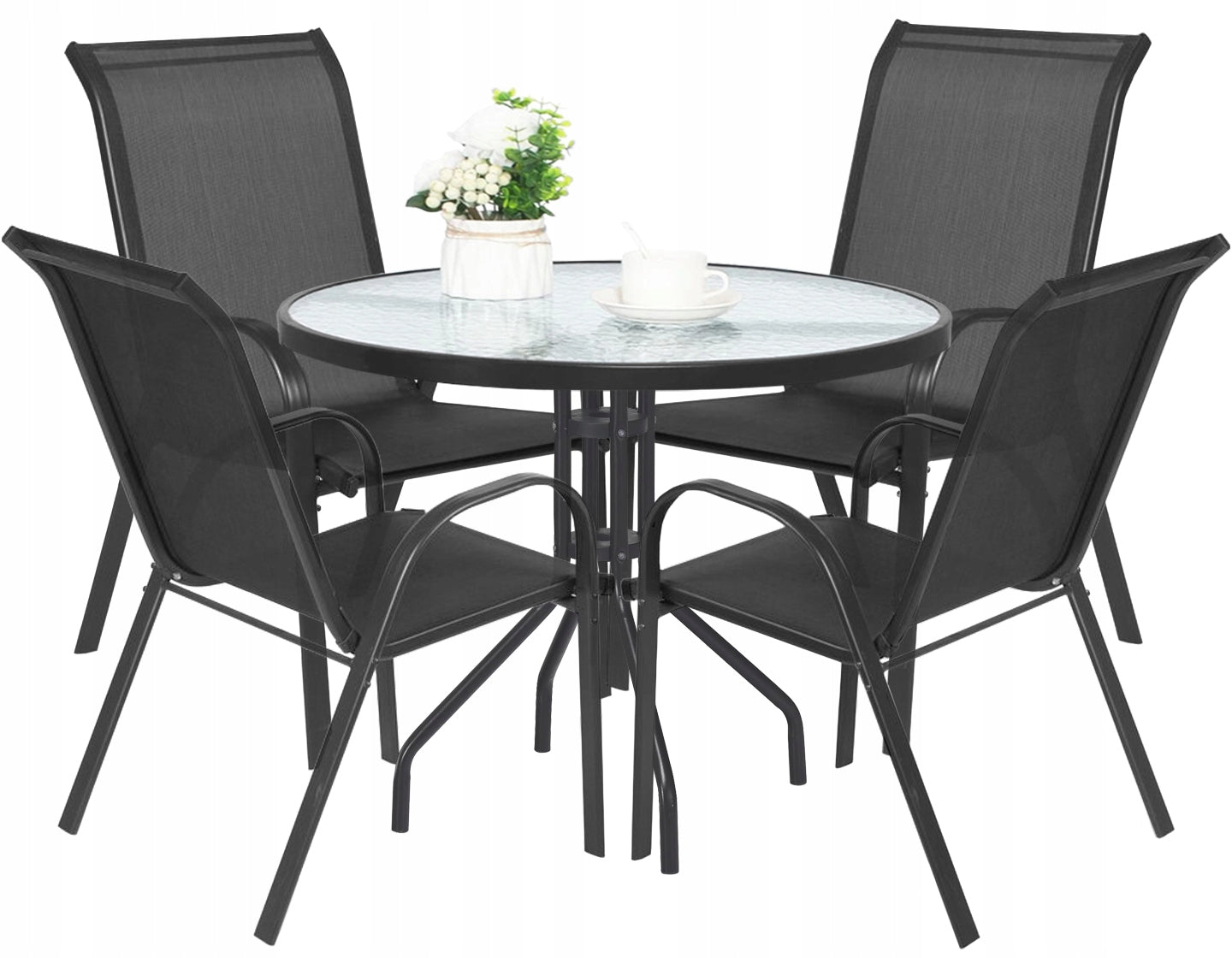 Garden Furniture Set Table with Chairs for Balcony Terrace 4 Chairs Grey Manufacturer no brand