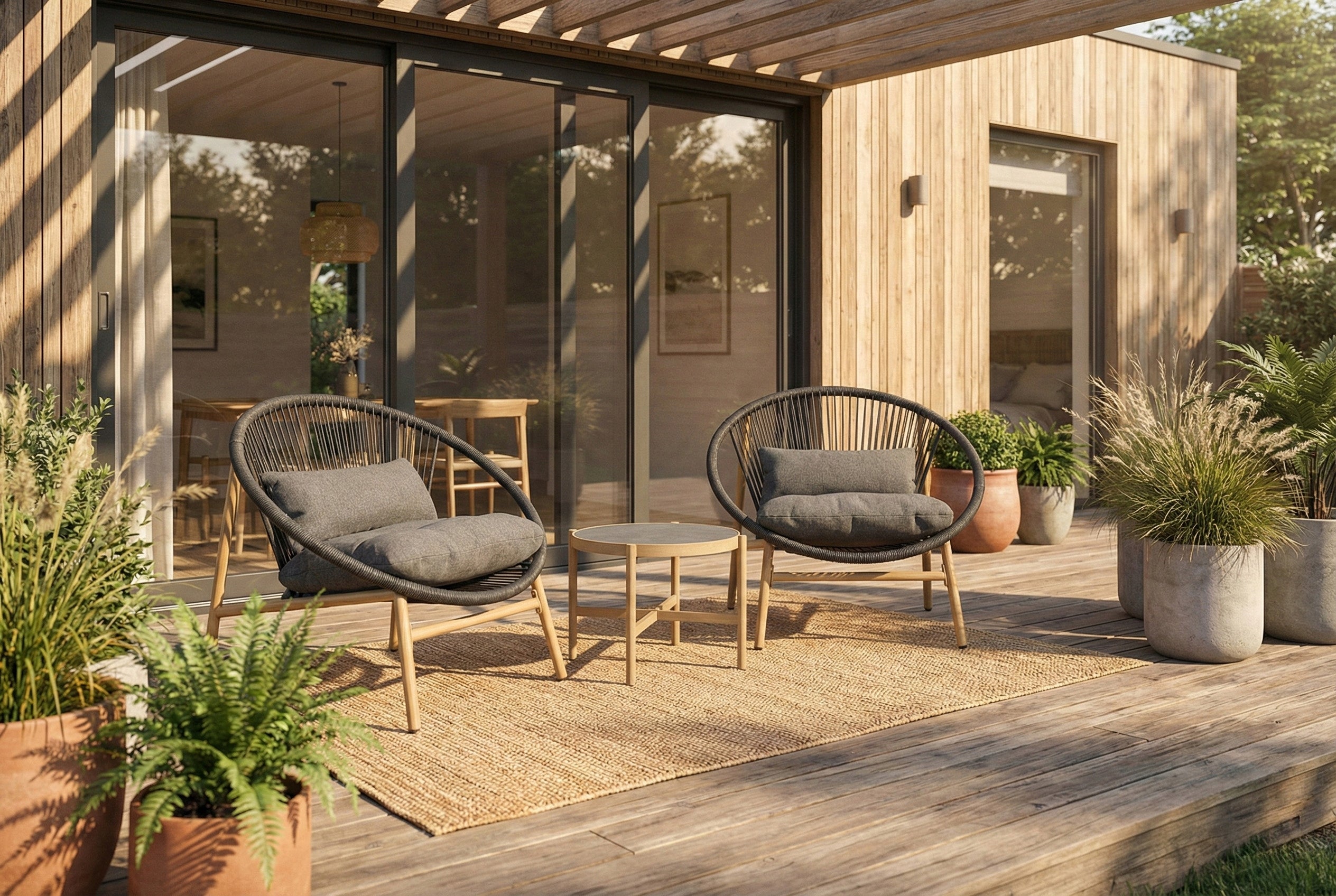 Garden Furniture Set for Balcony Terrace GALLA Set Table 2 Armchairs Grey Manufacturer code 008317