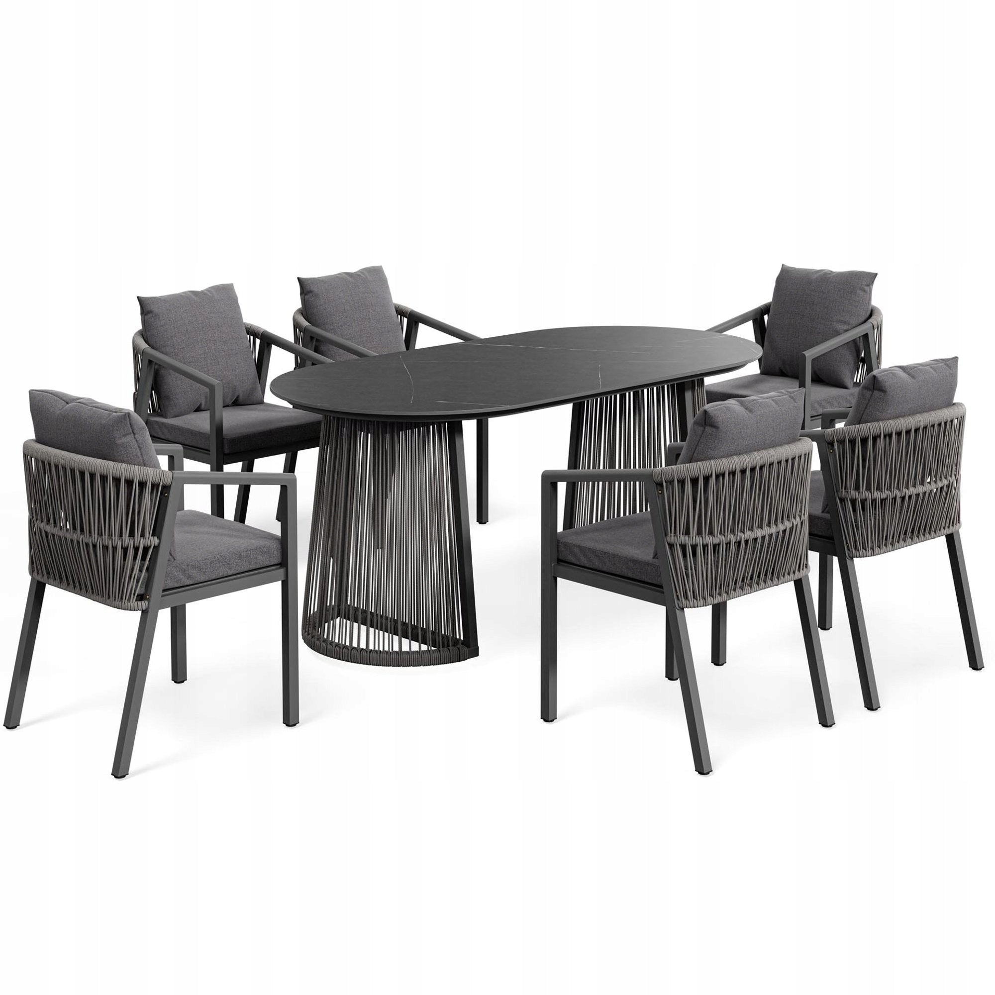 Garden Furniture Set of 6 Chairs+Large Table 180cm Spiek Stone Set of 6 people.