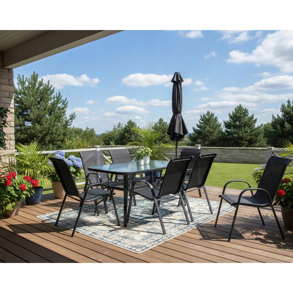 Garden Furniture Set of Terrace Furniture Garden TABLE GLASS 150x90 Chairs Number of items in the set 7