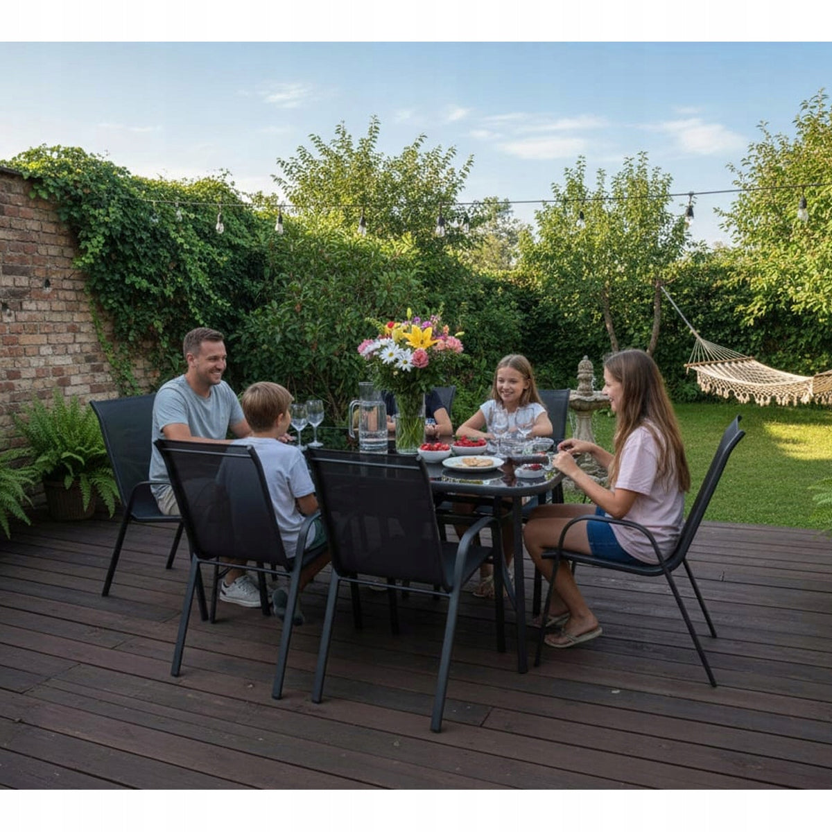 Garden Furniture Set of Terrace Furniture Garden TABLE GLASS 150x90 Chairs Packaging status original