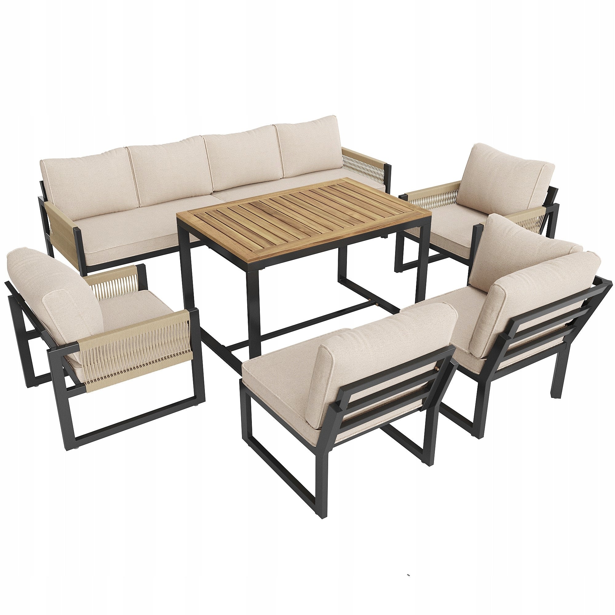 Garden Furniture Sets Corner + Sofa for 7-8 People Iron Frame + Wood Number of items in the set 4