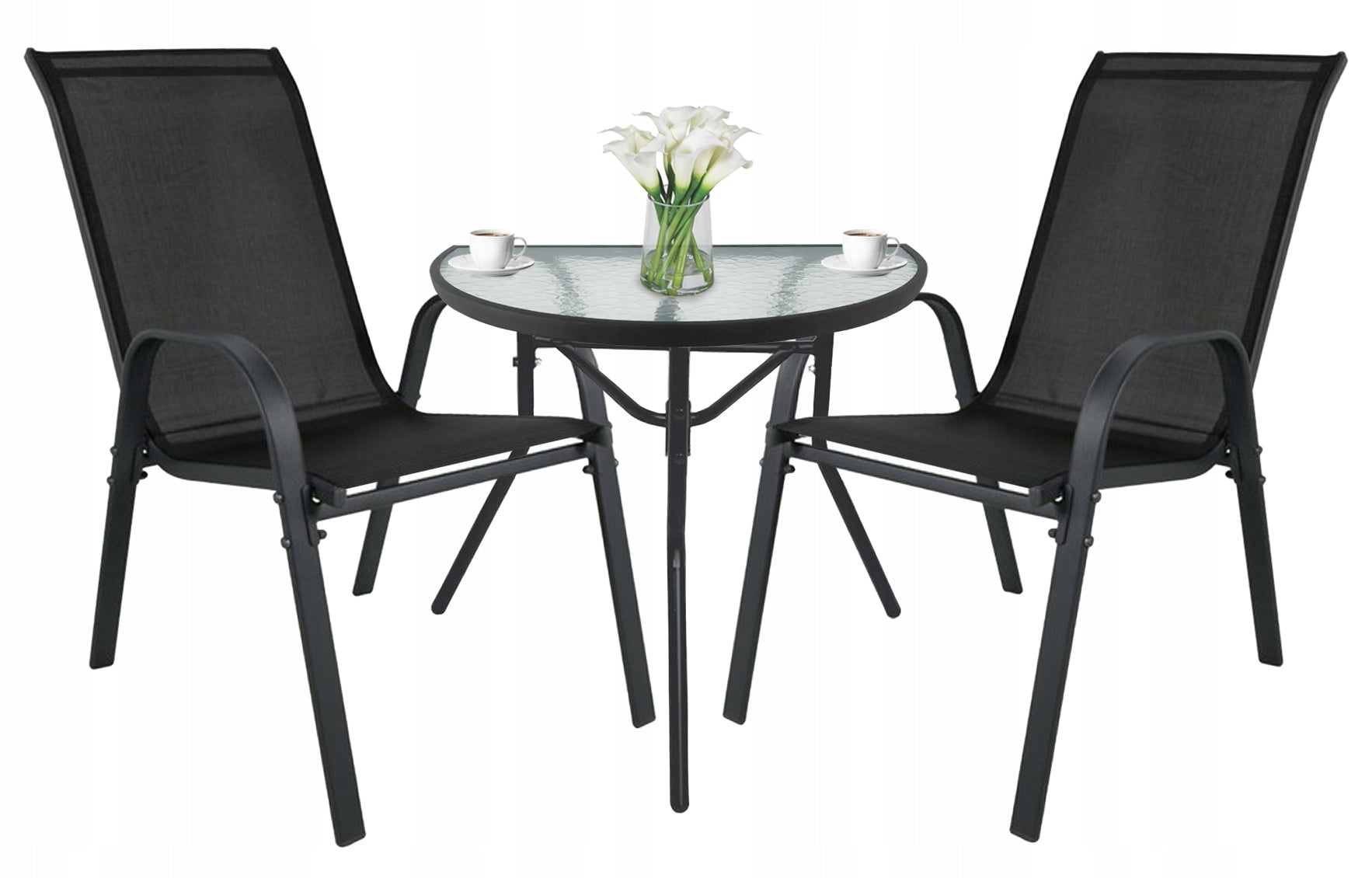 Garden Furniture Table with Chairs for Balcony Terrace Gazebo 2 Chairs Black Manufacturer Mufart