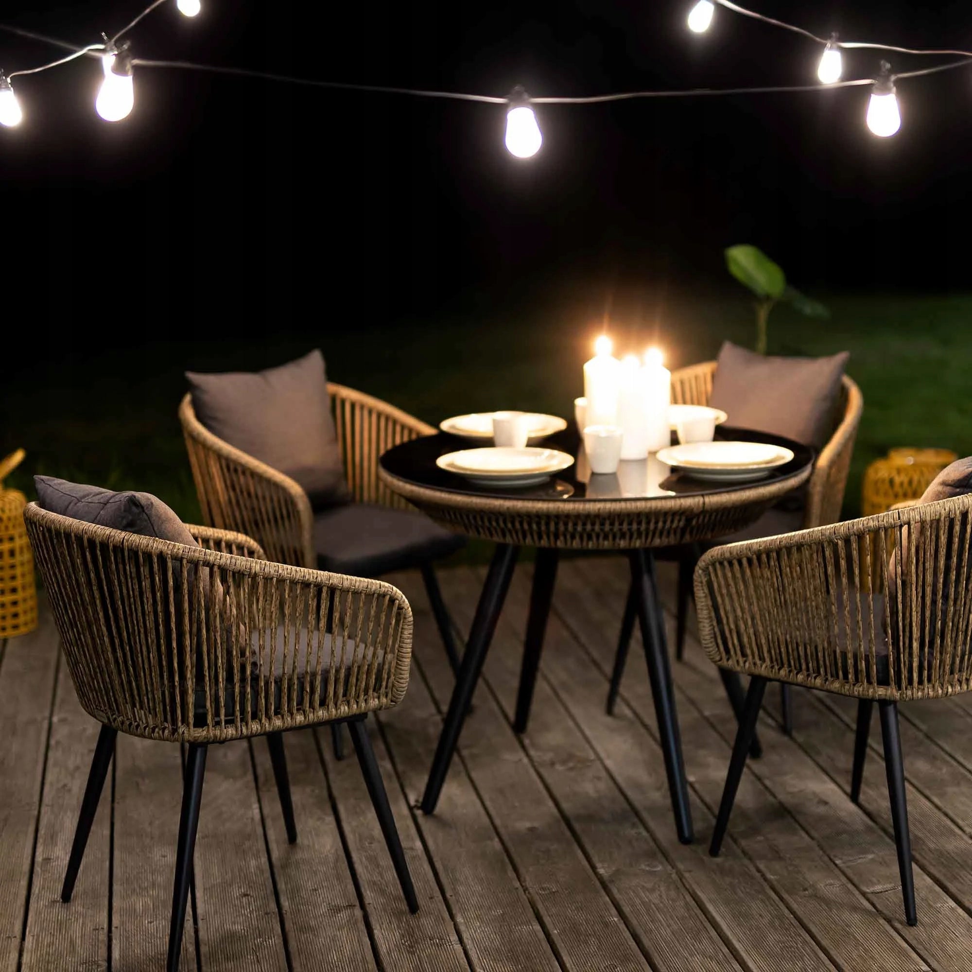 Garden Furniture Terrace Furniture Set 4 Seater Armchairs Handmade Table For dinner set