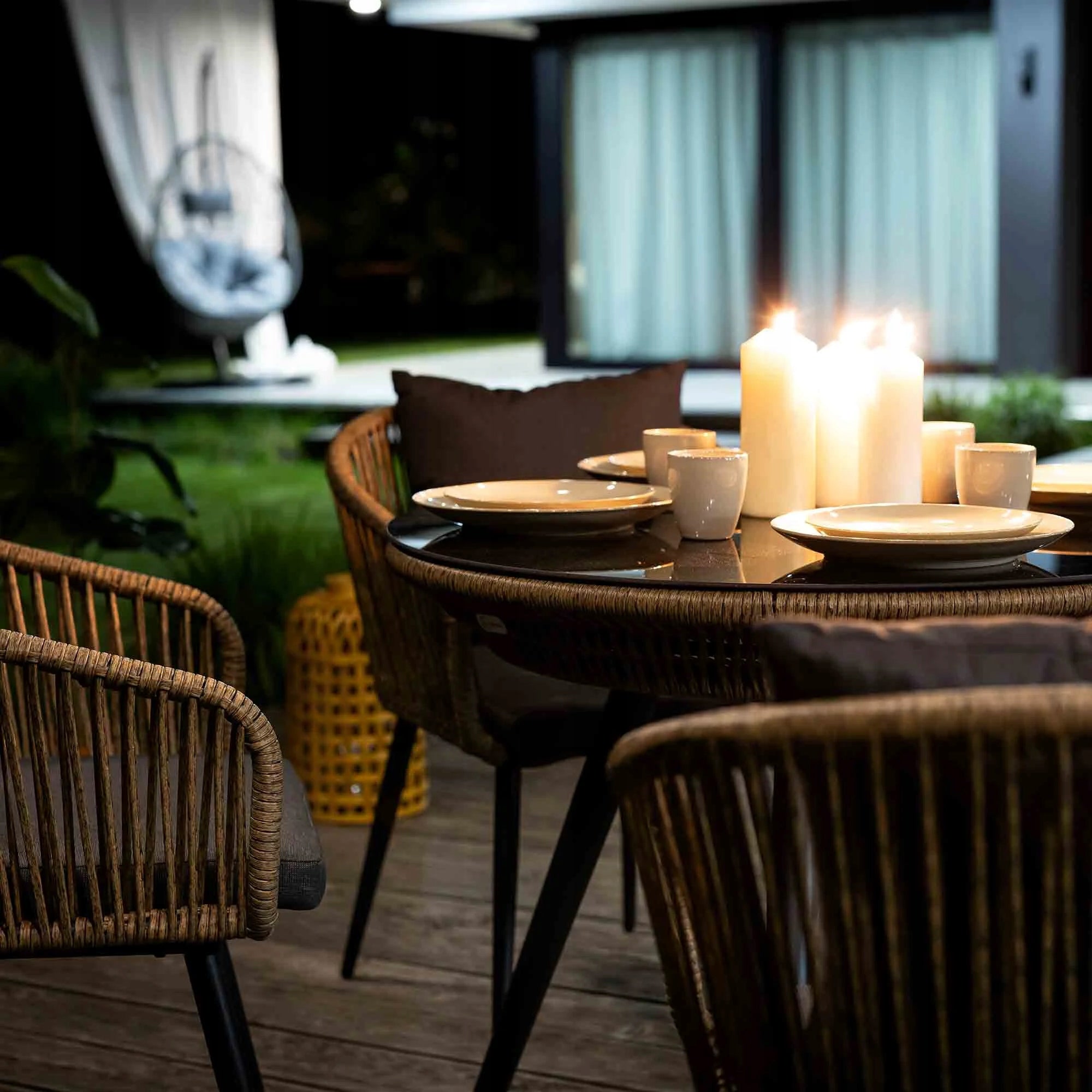 Garden Furniture Terrace Furniture Set 4 Seater Armchairs Handmade Table Main material synthetic rattan