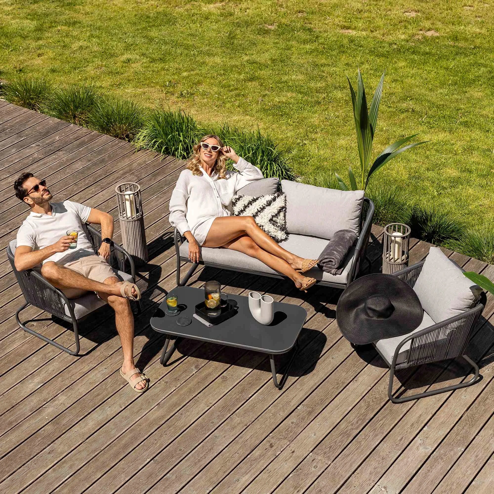 Garden Furniture Terrace Set Sofa Armchair Table 4 Person Technorattan Manufacturer di volio