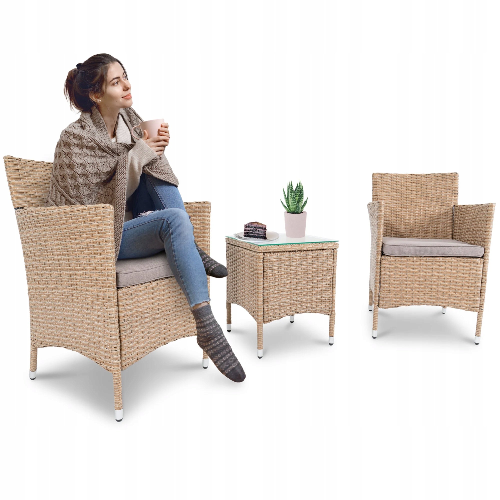 Garden Furniture di volio Chairs Table Cushion Technoratan Set Balcony