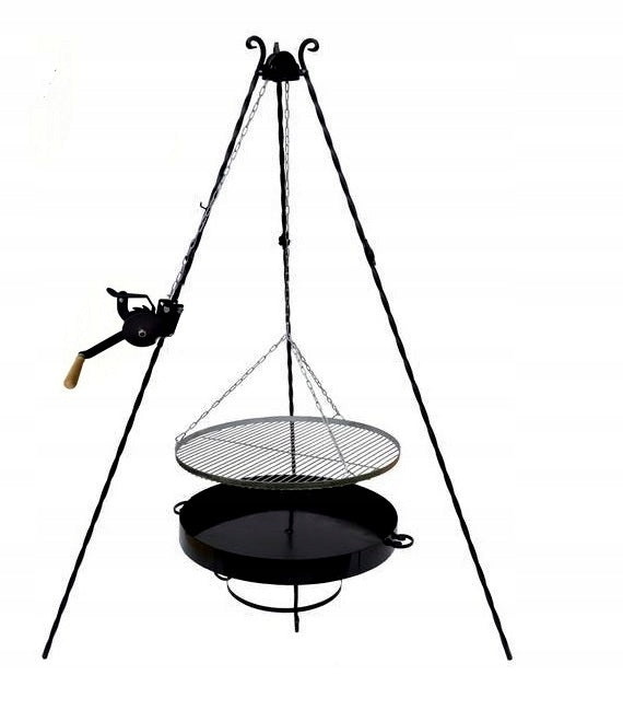 Garden GRILL FORGED tripod 190cm+GRATE CRANK 60cm+FIREPLACE+BOILER 14L Packaging status original