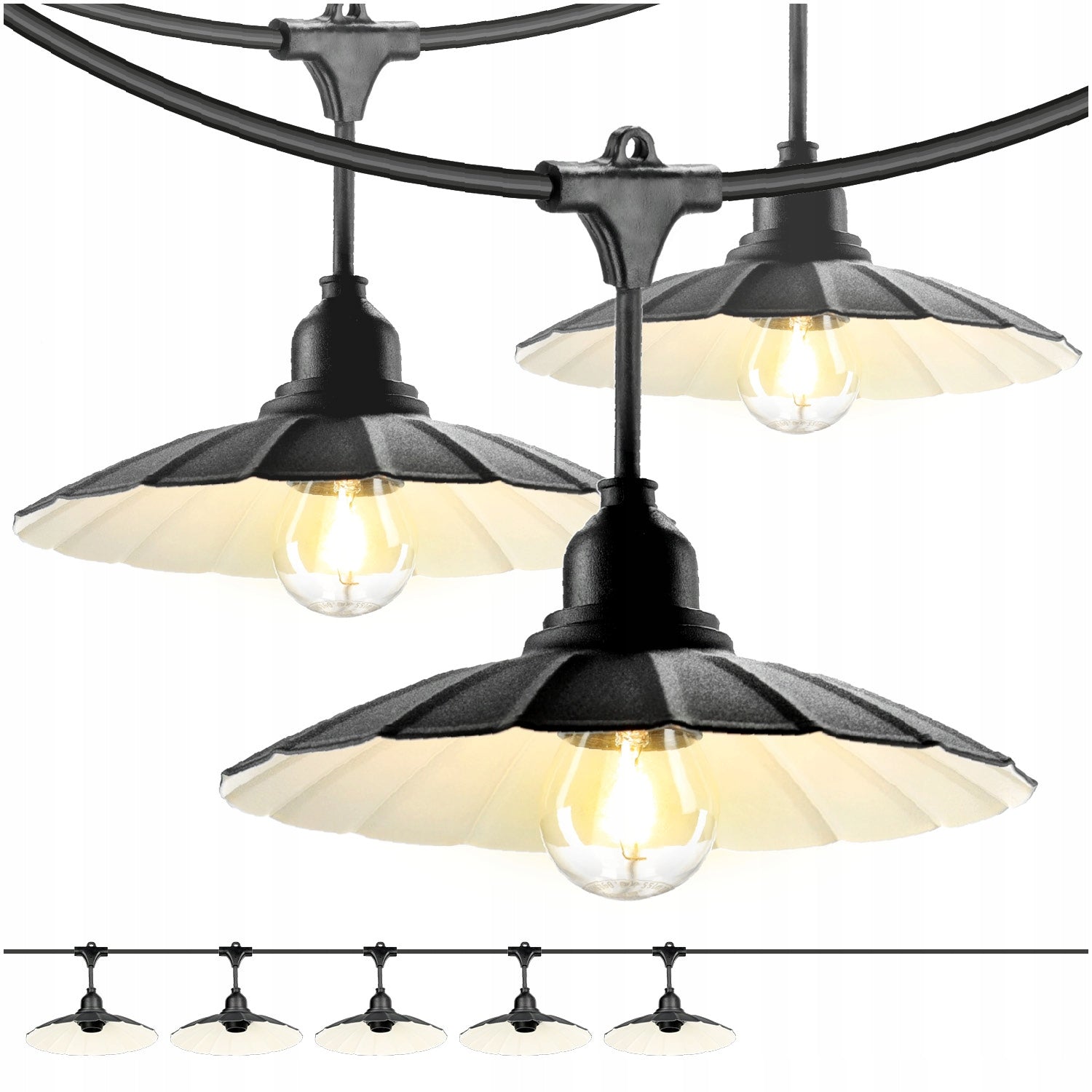 Garden Garland Chain Lights Crete Set with Shades + 5m Cable