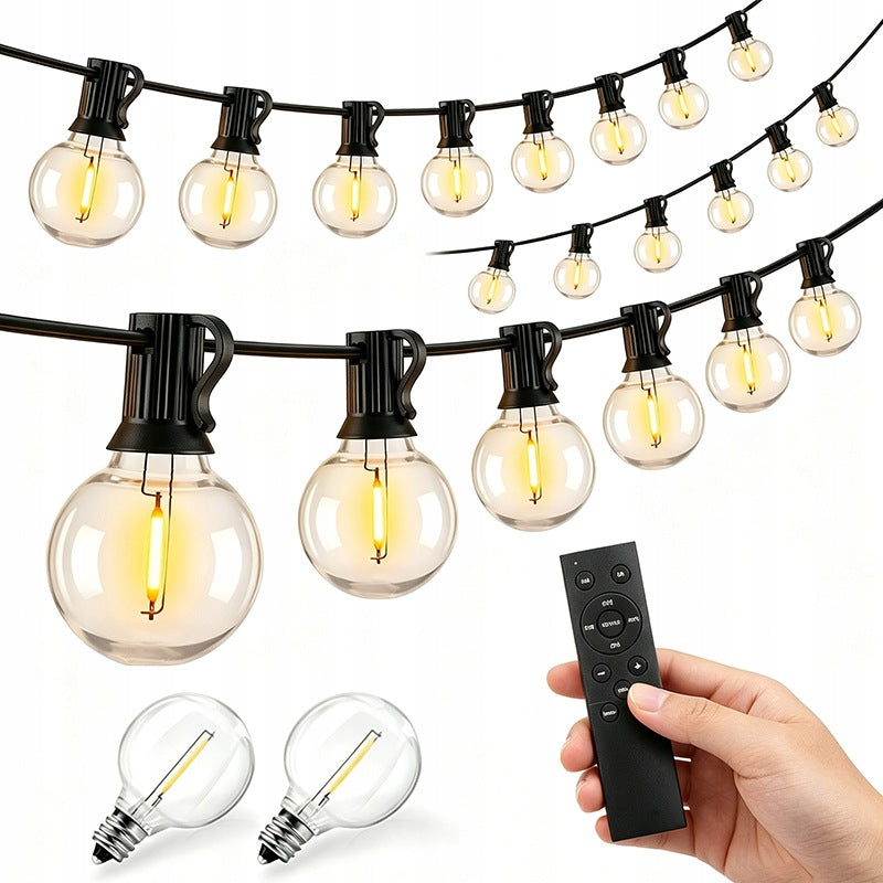 Garden Garland Light 15M 25X LED Bulb Remote Control Dimmable Chain