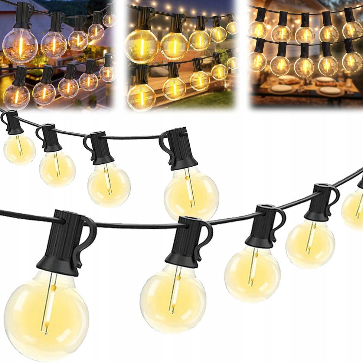 Garden Garland Light 30m 50X LED Bulb Chain + freebie 2X G40 NEW