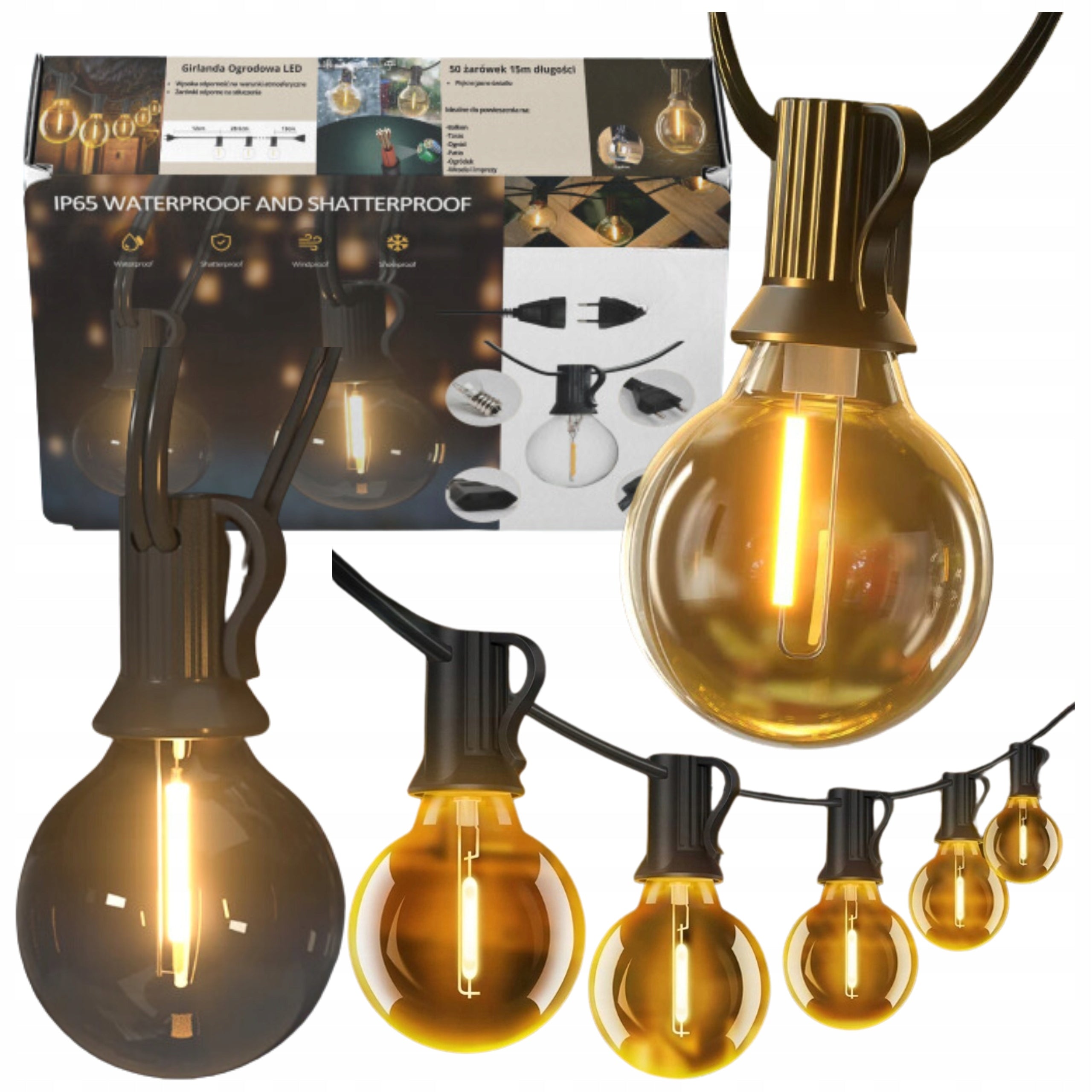 Garden Garland Network Light 50 LED 15m Bulb 1W Outdoor Lights