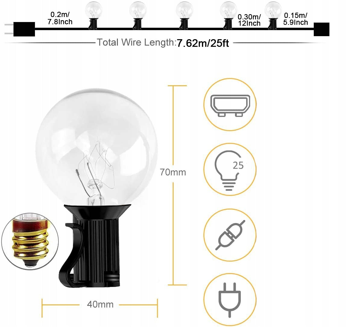 Garden Garland Outdoor Light Chain Decorative 25x LED BULB 8m Brand no brand