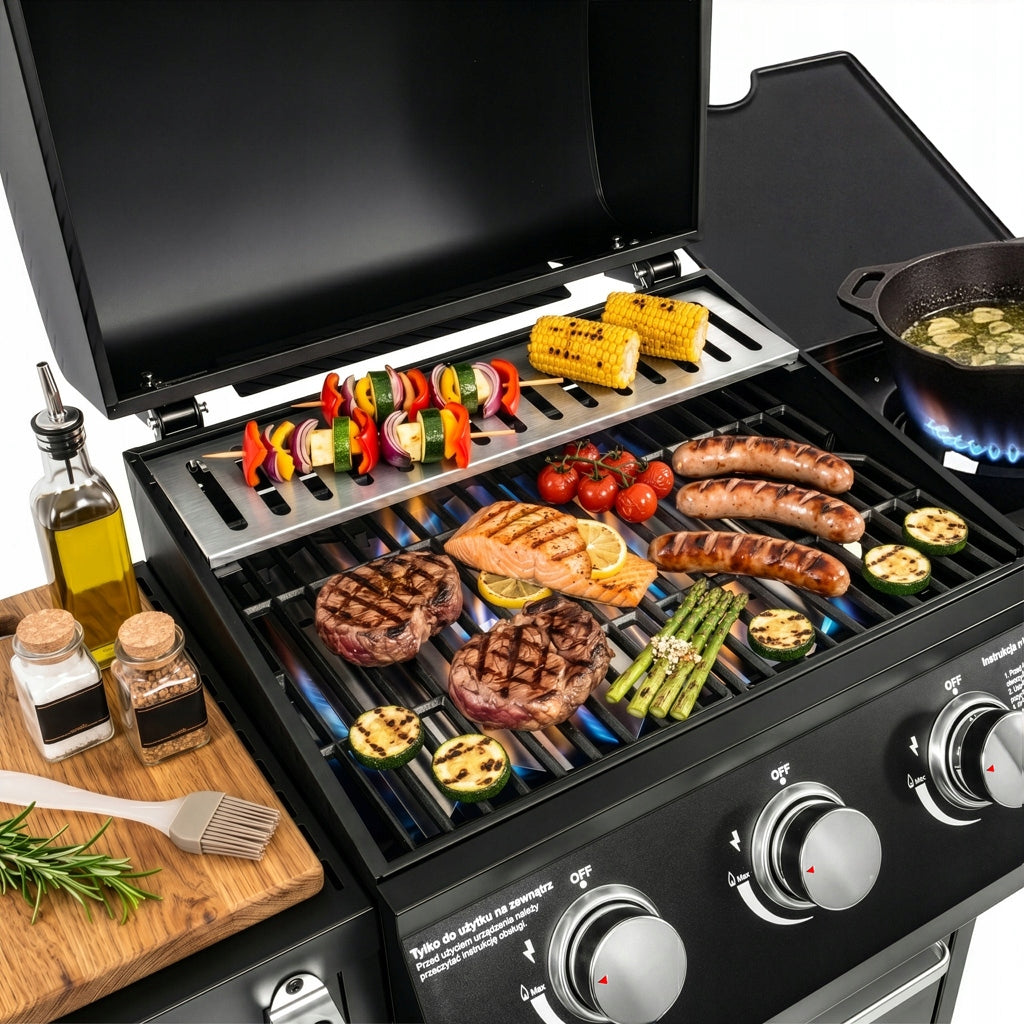 Garden Gas Grill 3+1 BERGMANN Cast Iron 11,6kW Cylinder Cabinet Cover Number of burners 4