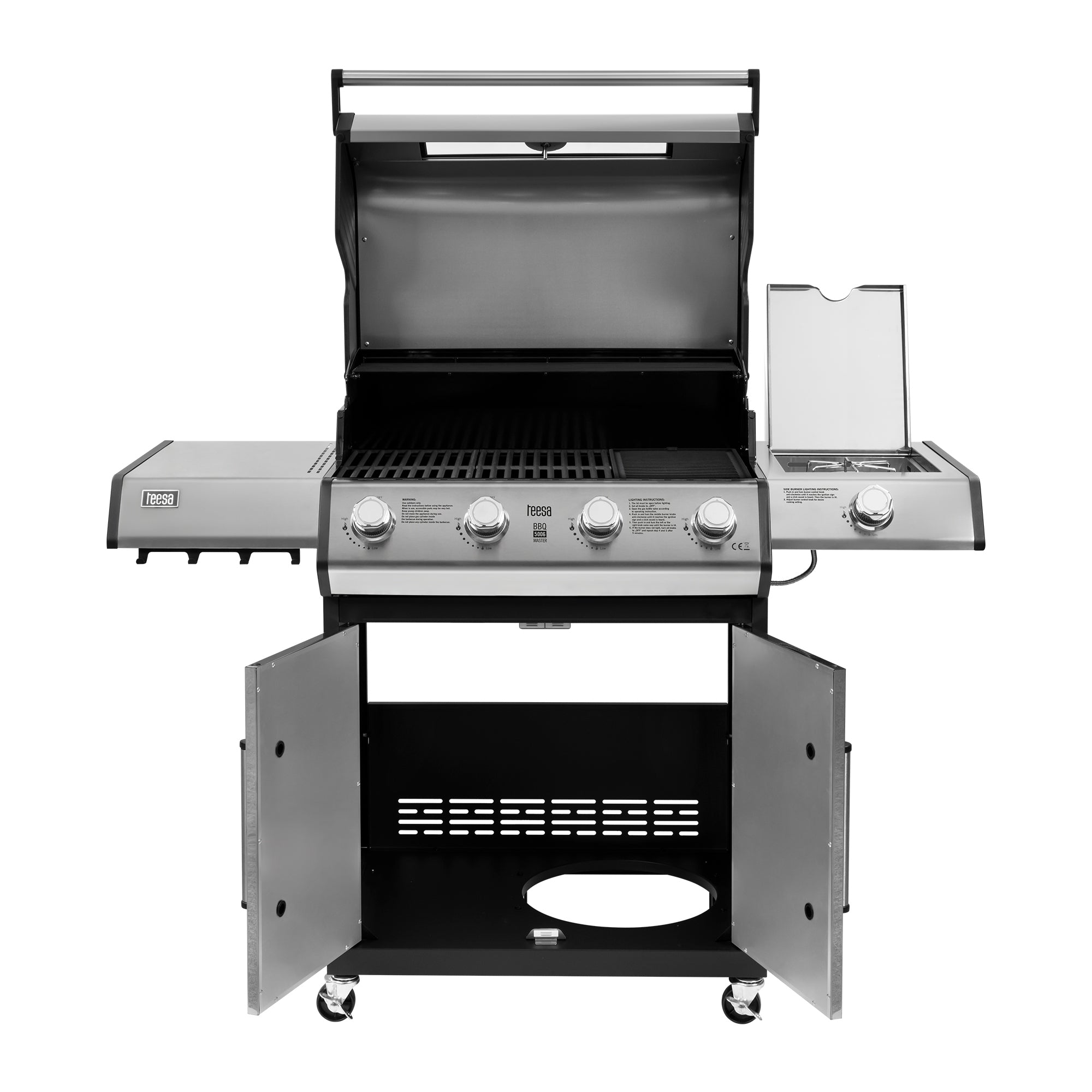 Garden Gas Grill Teesa BBQ 5006 MASTER 5 Burners Cylinder Cabinet 17kW Manufacturer code TSA0250