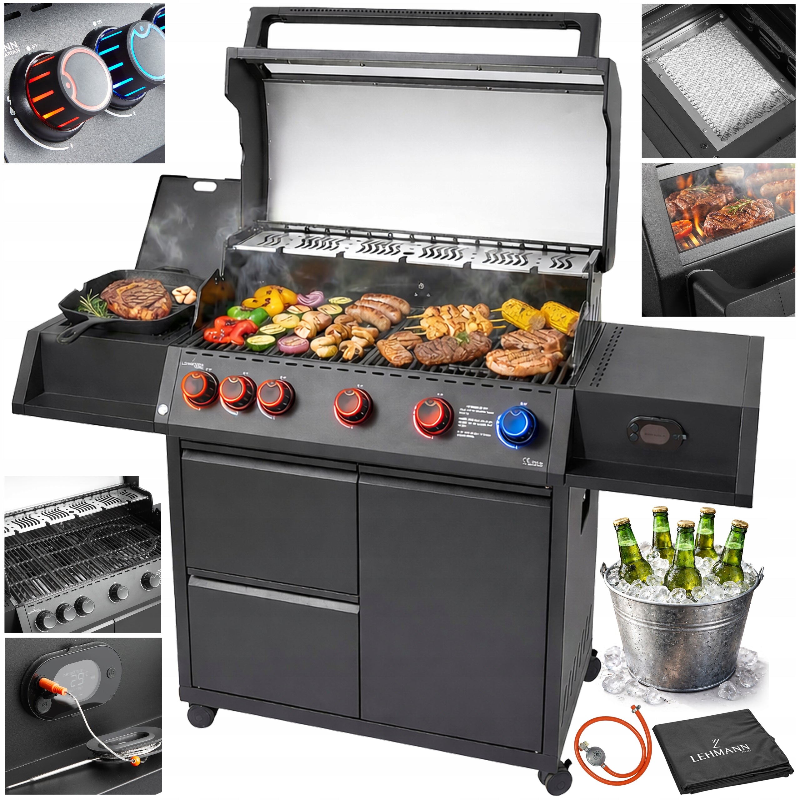 Garden Grill CAST IRON LEHMANN 5+1 premium 20,5 kW + cylinder cabinet