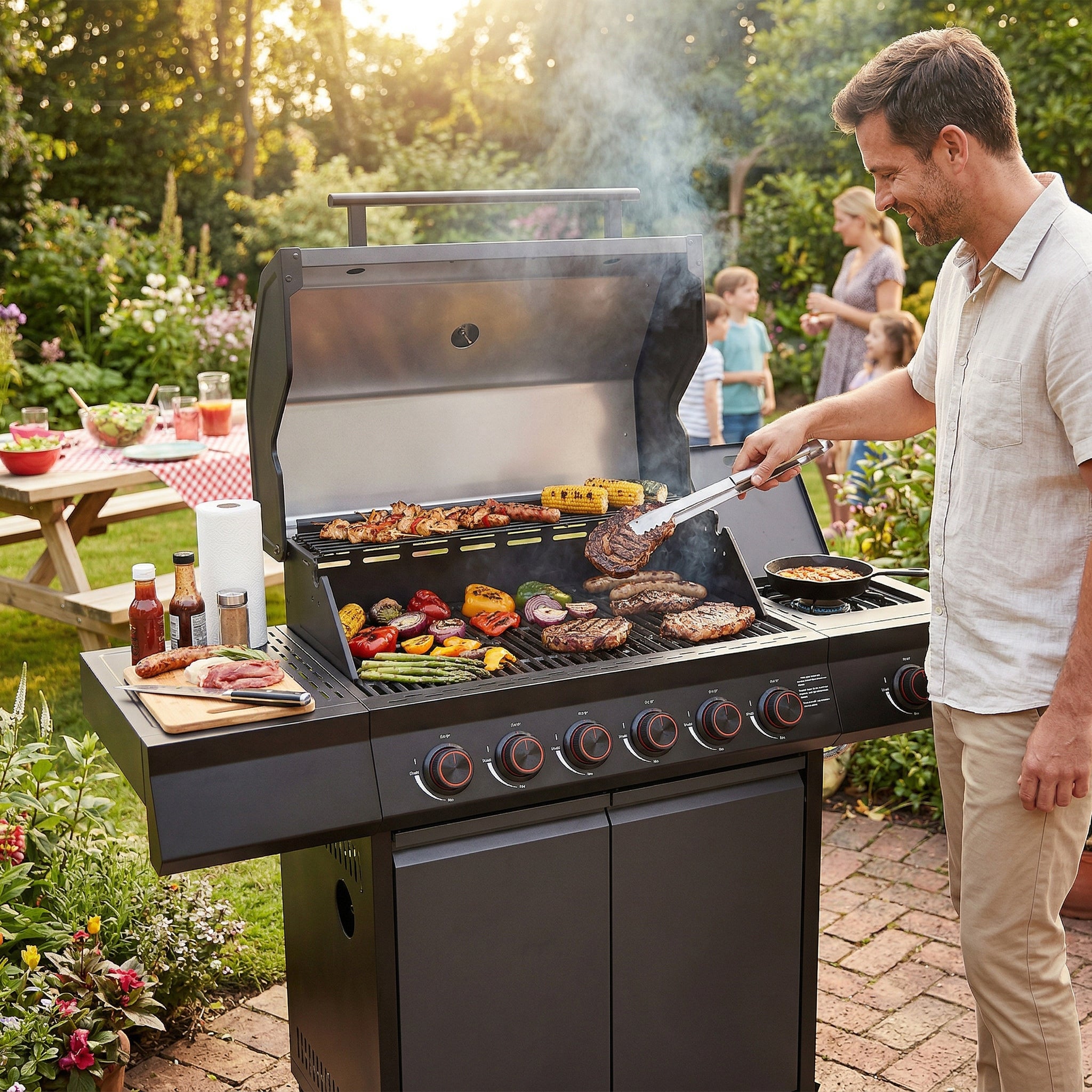 Garden Grill CAST IRON LEHMANN 6+1 stainless steel 21 kW + cylinder cabinet Packaging status original
