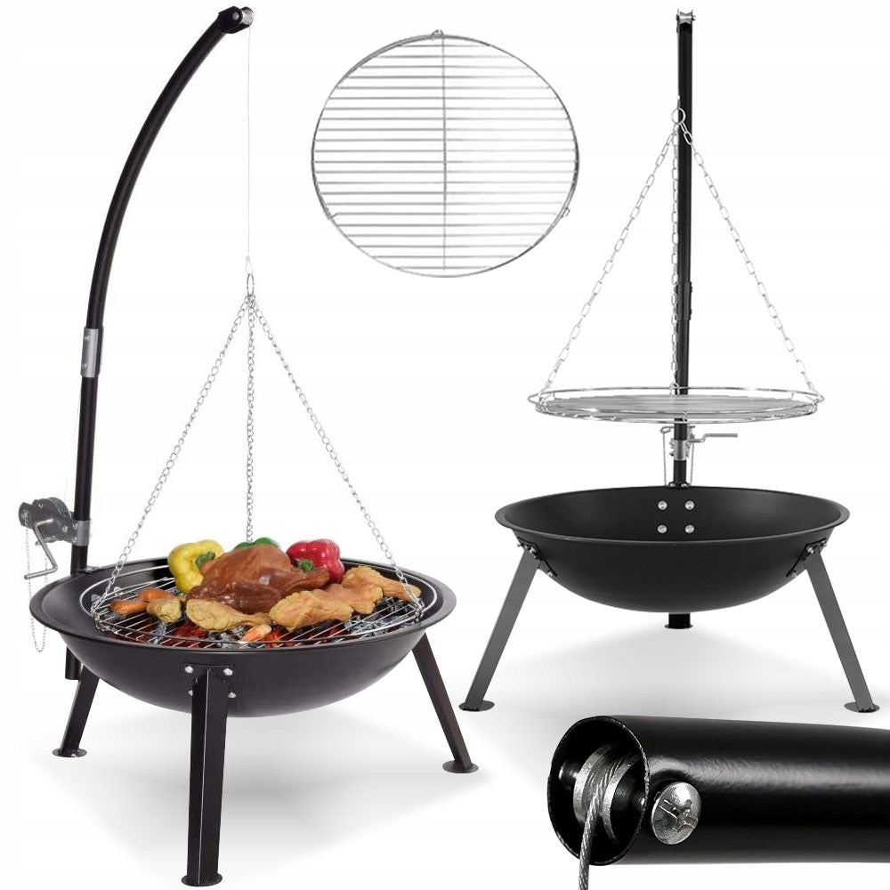 Garden Grill Tripod Fire Pit Stainless Steel Adjustable Suspended