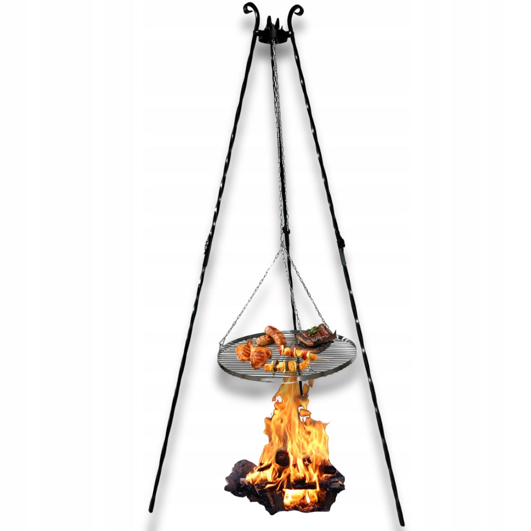 Garden Grill Tripod Forged 60cm GRATE WITH CHAINS Stand over campfire Manufacturer no brand