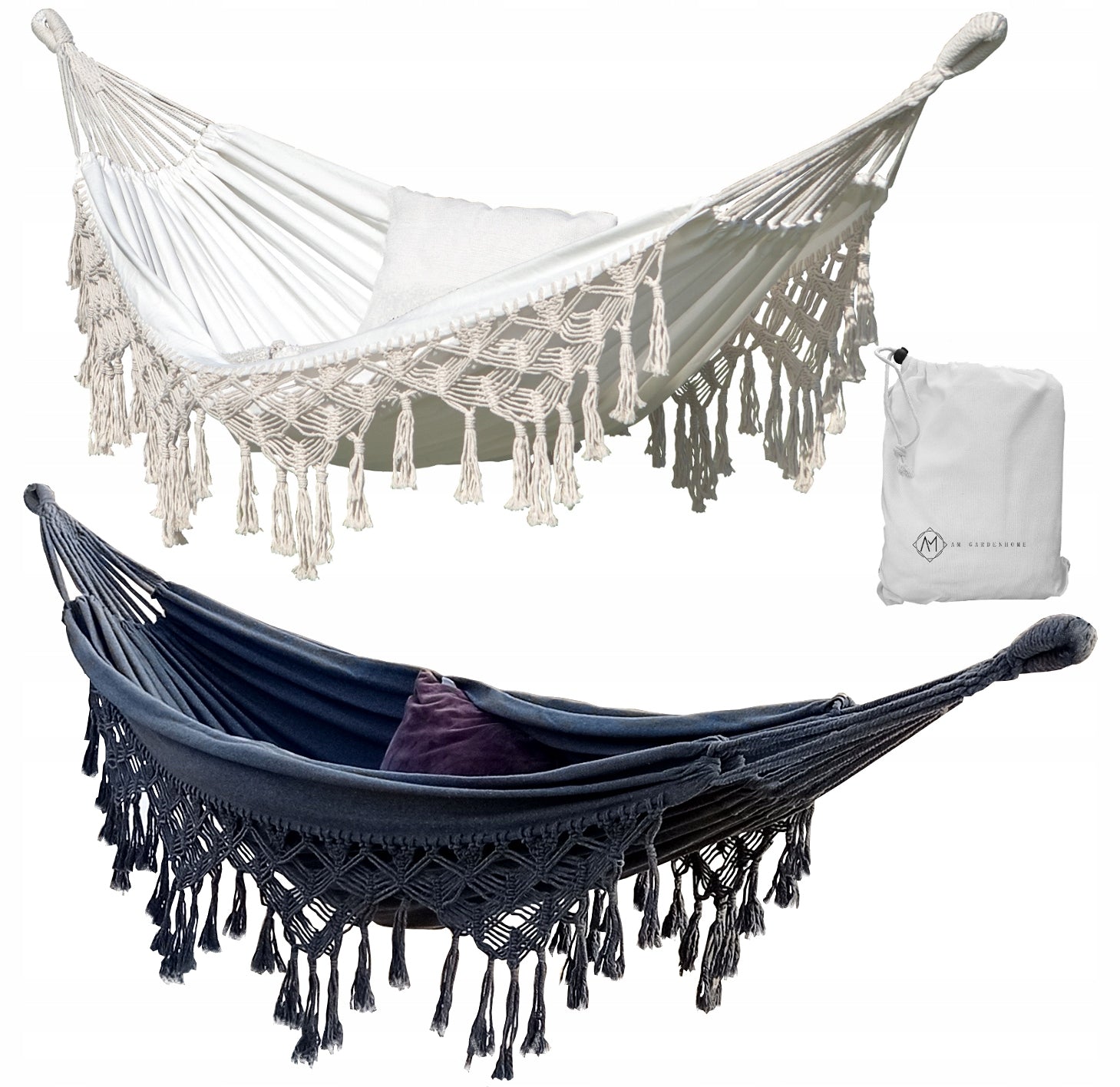 Garden Hammock 2-PERSON Cotton BOHO Braided MACRAME Sun Lounger XL 280x150