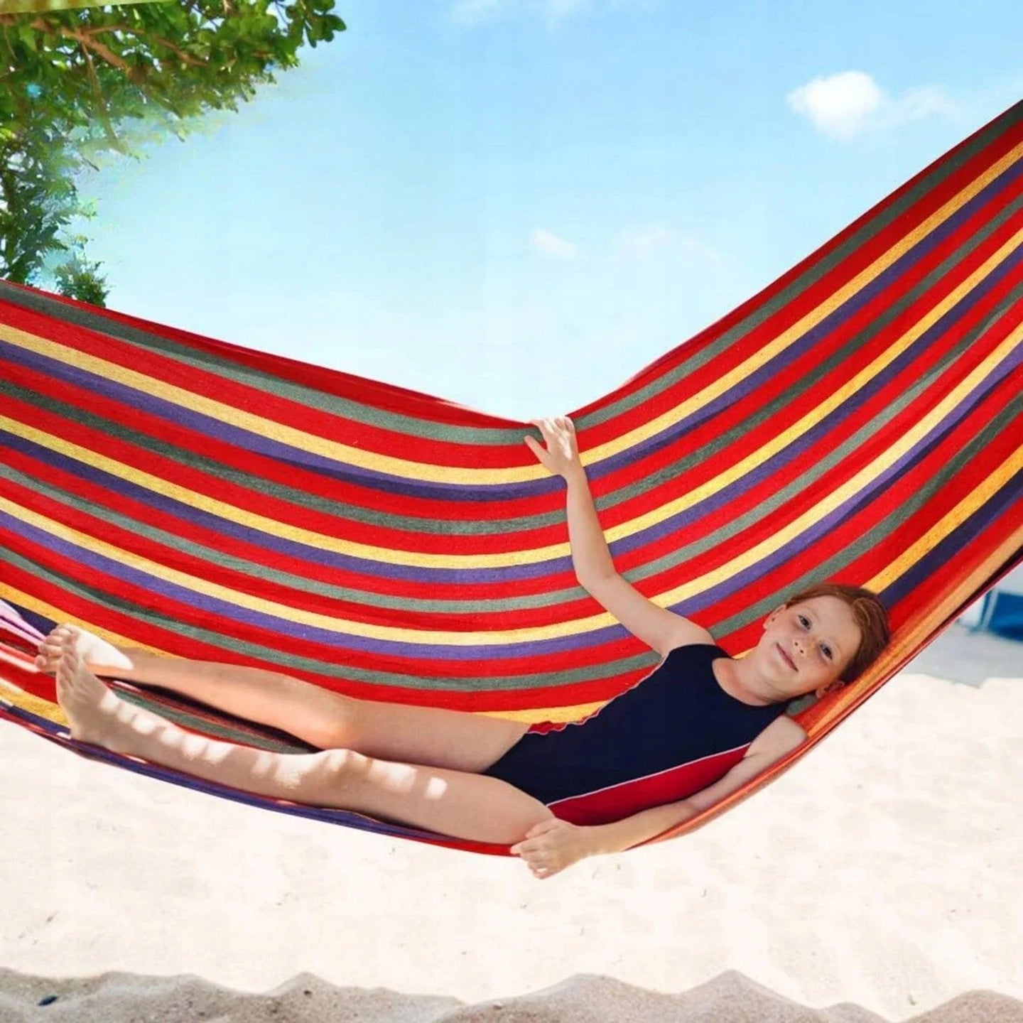 Garden Hammock With Frame Set XXL Stand Camping Terrace Balcony 150kg Total length 200 cm