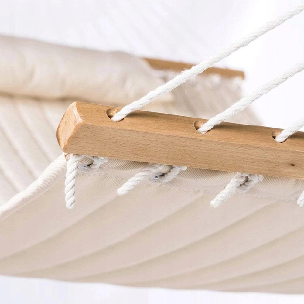 Garden Hammock with Cushion Quilted Double Beige Crossbar Swing Packaging status original