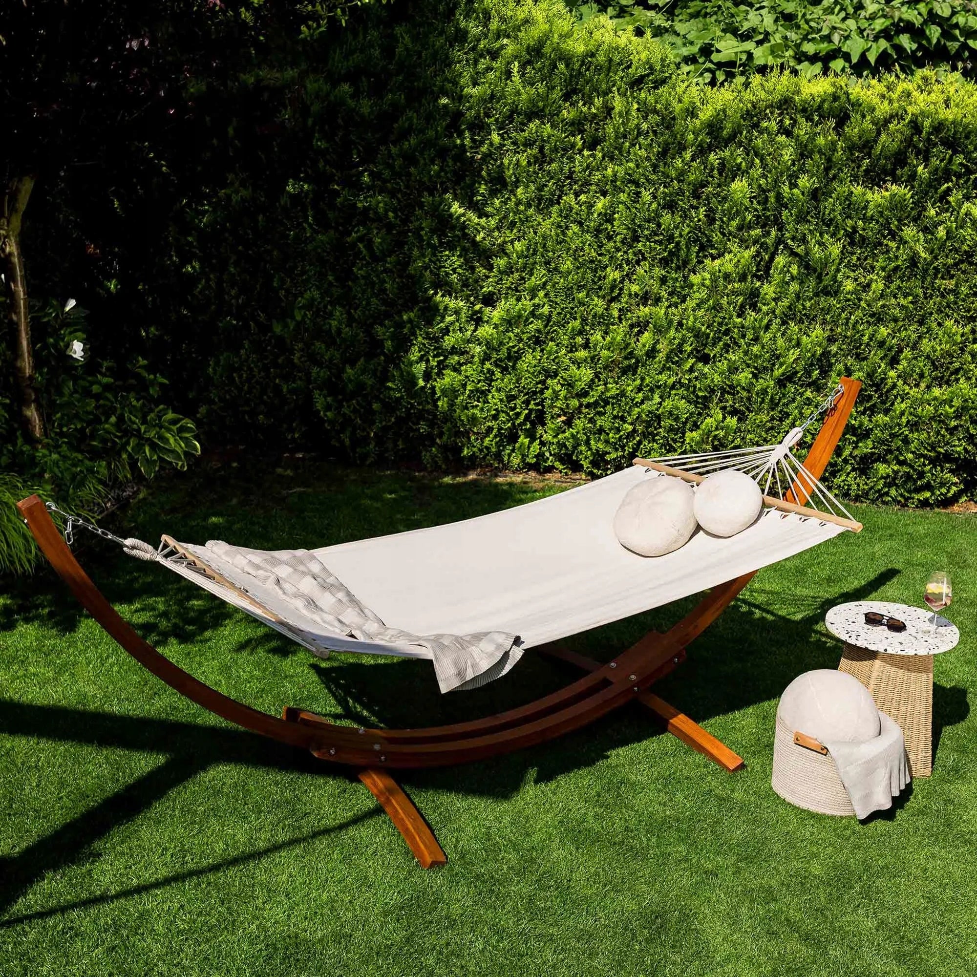 Garden Hammock with Frame Wooden Frame Up to 150kg Trevia di volio Style universal