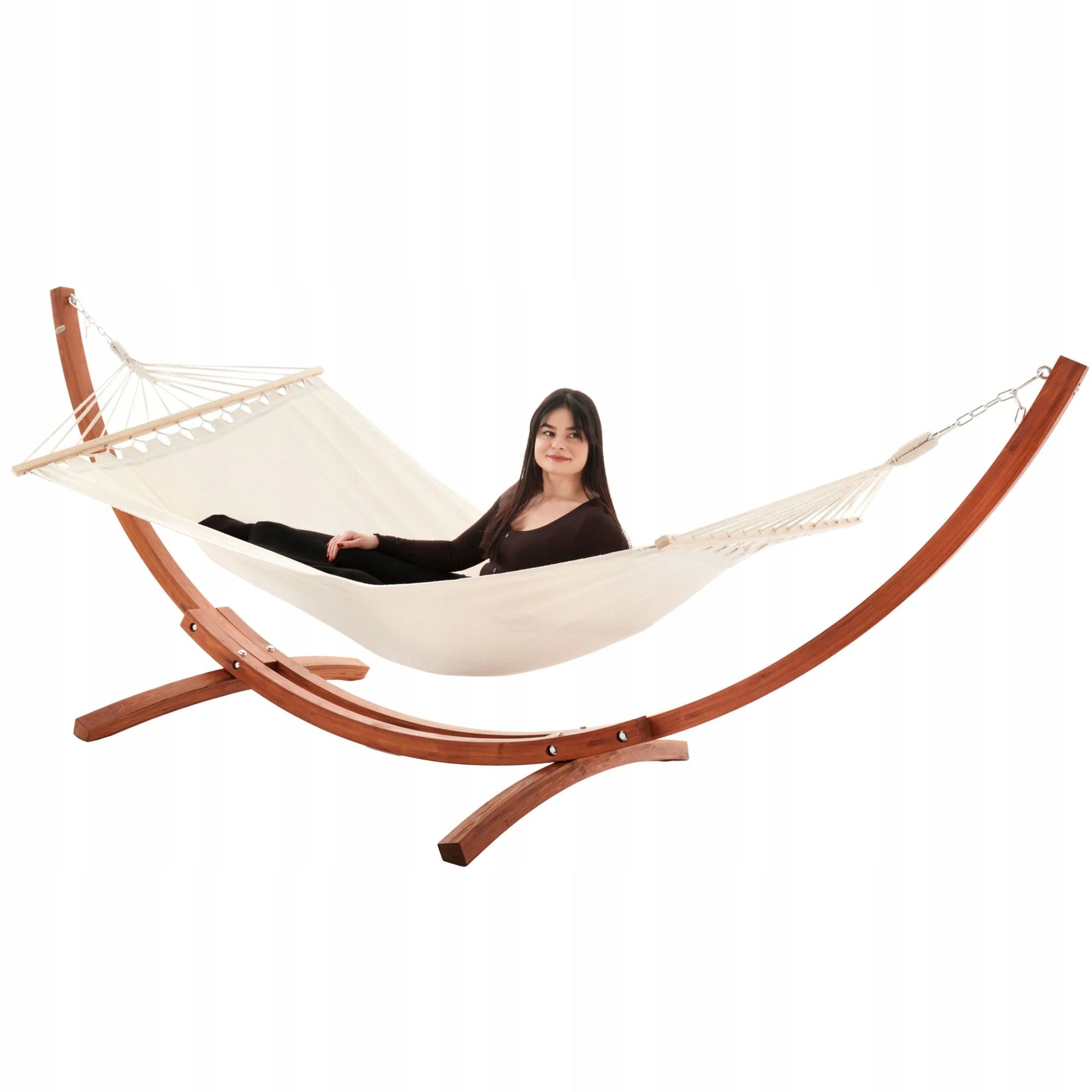 Garden Hammock with Frame Wooden Frame Up to 150kg Trevia di volio