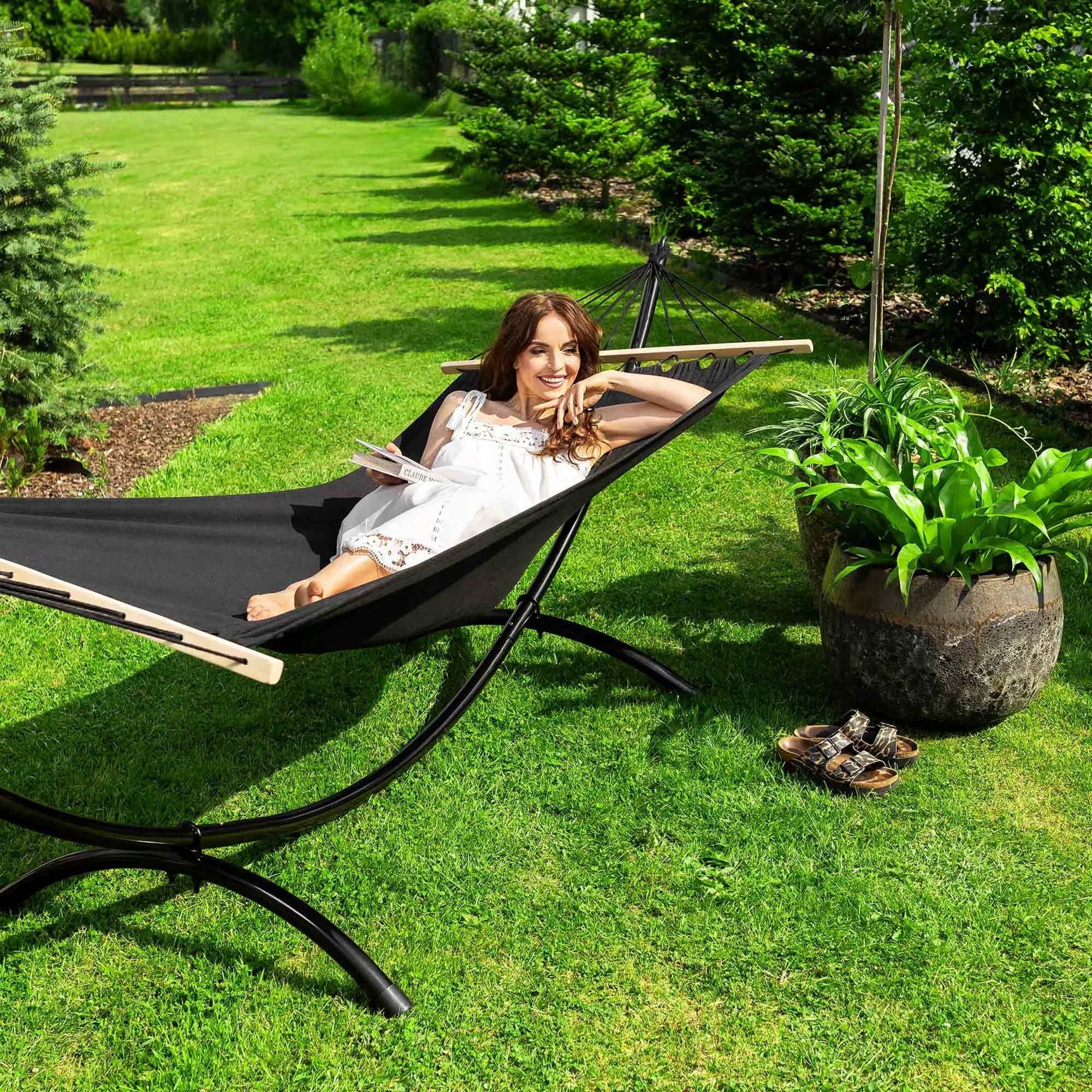Garden Hammock with Frame and Bar Rimini Large Strong Frame di volio Kind hammock with rod