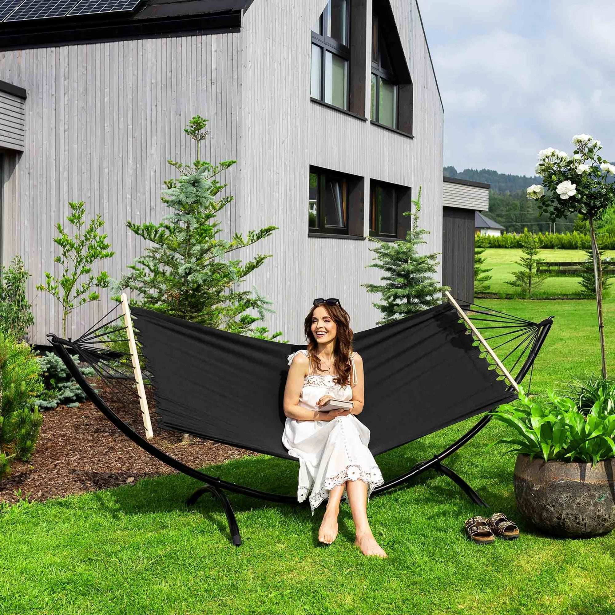 Garden Hammock with Frame and Bar Rimini Large Strong Frame di volio Packaging status original