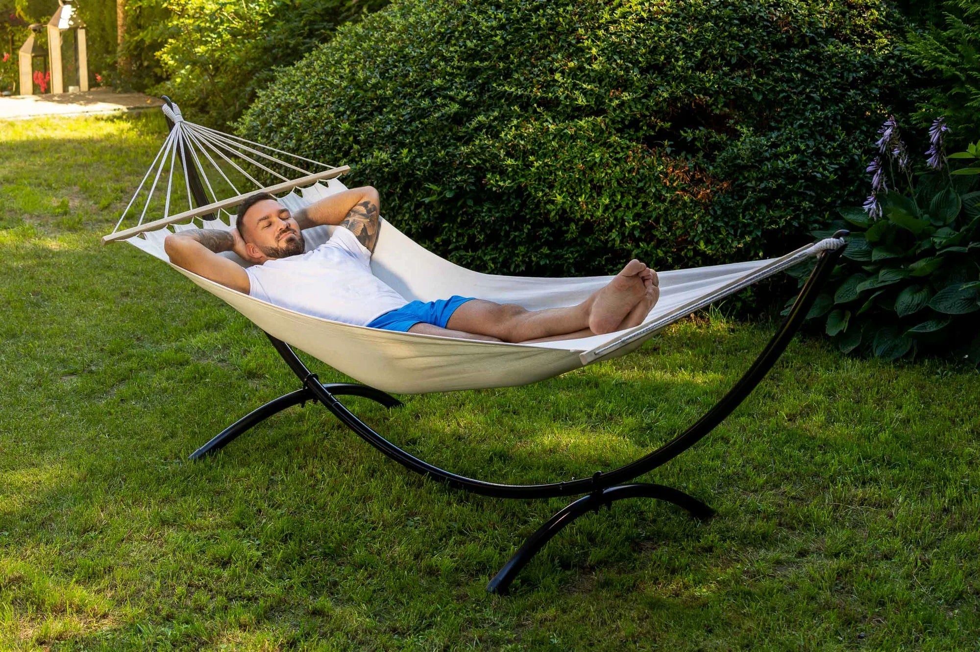 Garden Hammock with Frame and Rod Rimini Strong Hammock Frame Kind hammock with rod
