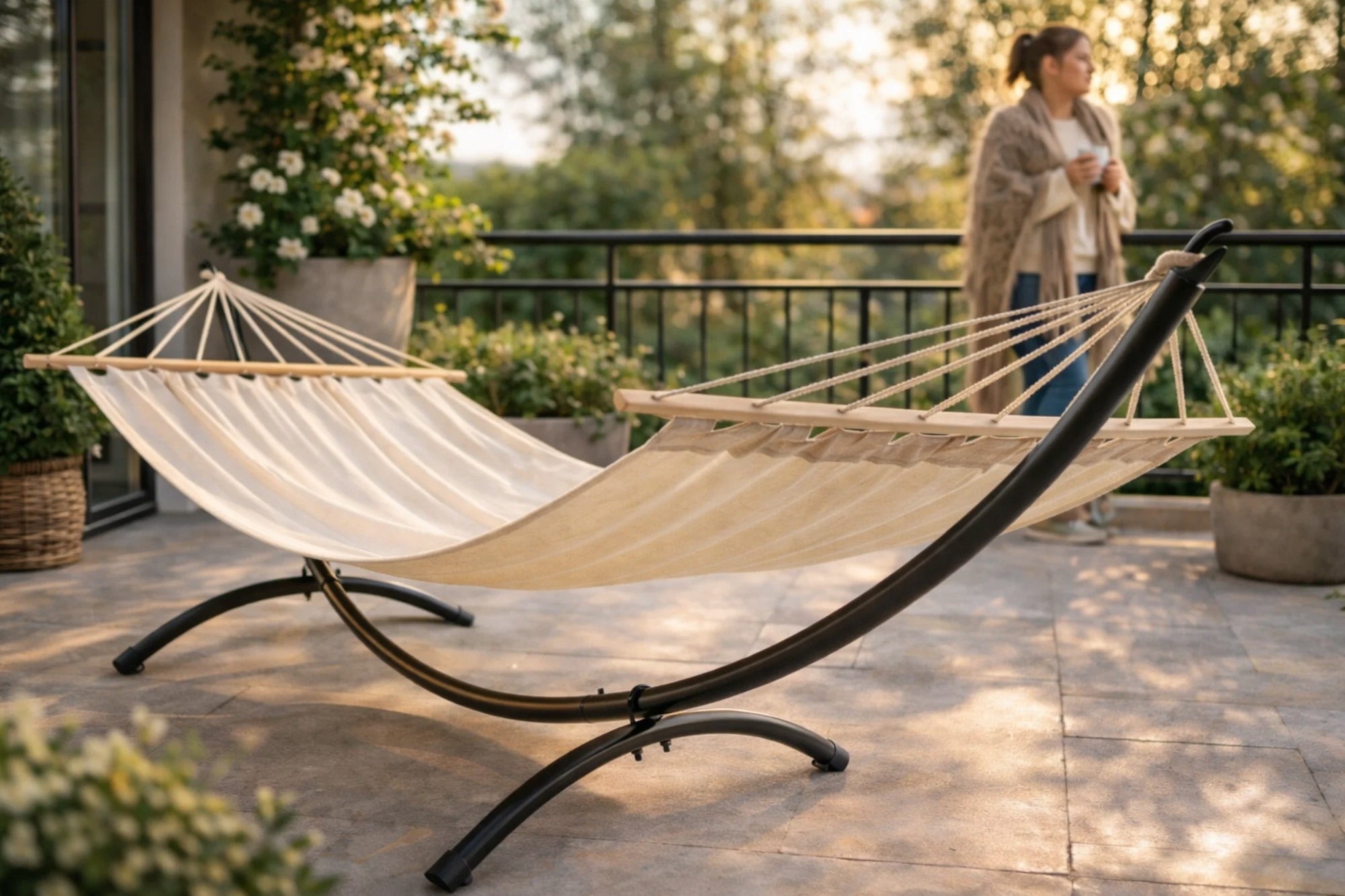 Garden Hammock with Frame and Rod Rimini Strong Hammock Frame Total length 280 cm
