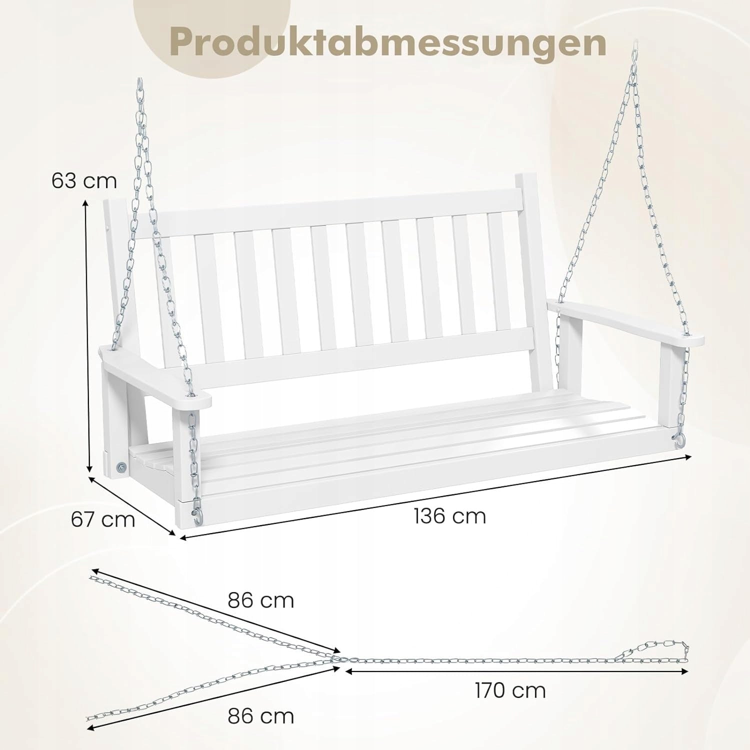 Garden Hanging Bench Wooden Swing up to 230kg Manufacturer code Ławka Wisząca Ogrodowa Drewniana 230kg