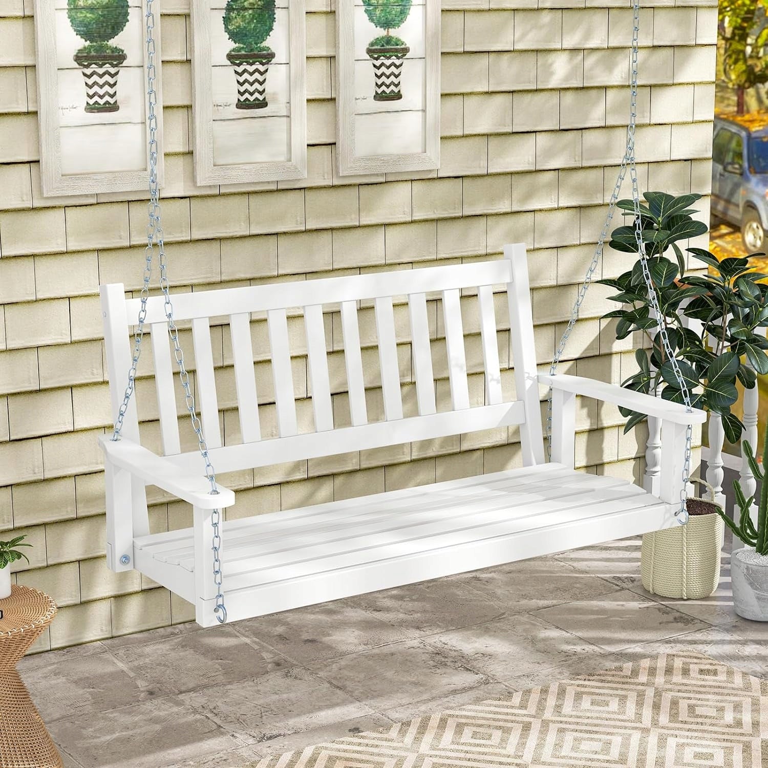 Garden Hanging Bench Wooden Swing up to 230kg Material of manufacture wood metal