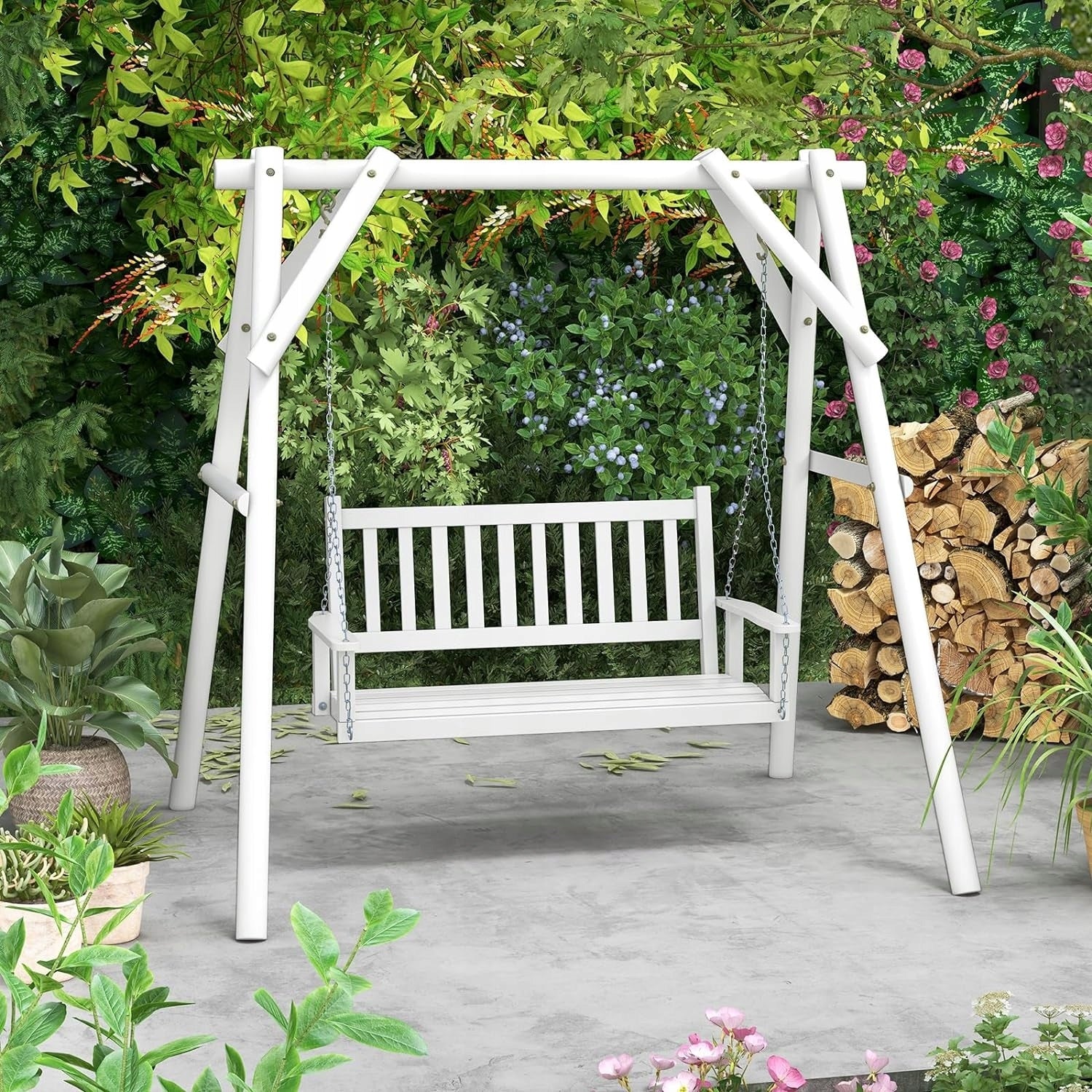 Garden Hanging Bench Wooden Swing up to 230kg Packaging status original