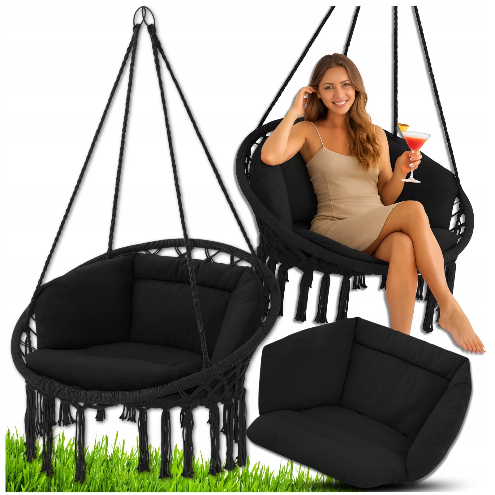 Garden Hanging Chair Swing Stork Nest for Garden Home with Cushion