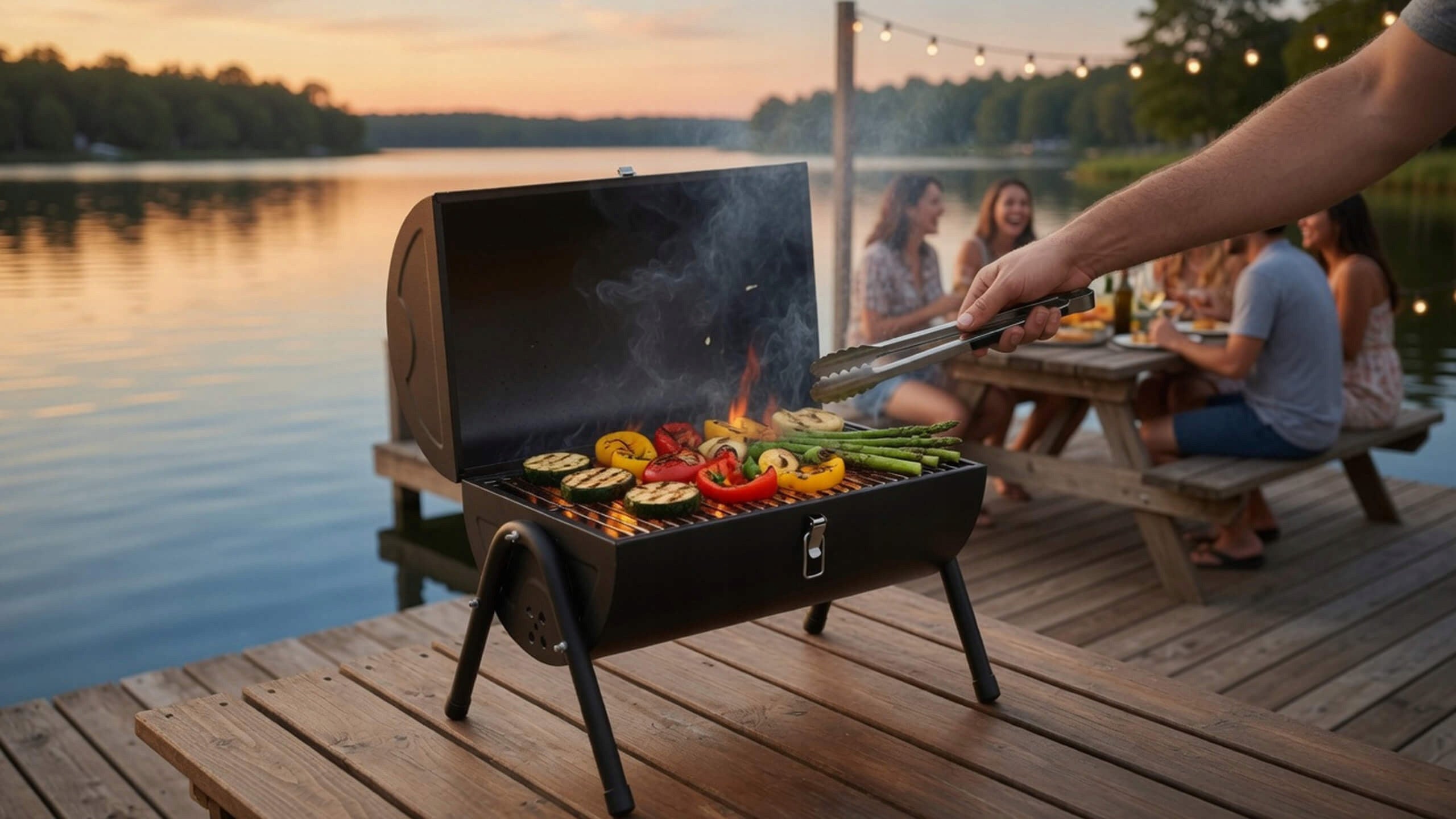 Garden Hiking Charcoal Grill Folding Camping Portable Barrel Grate length 35 cm