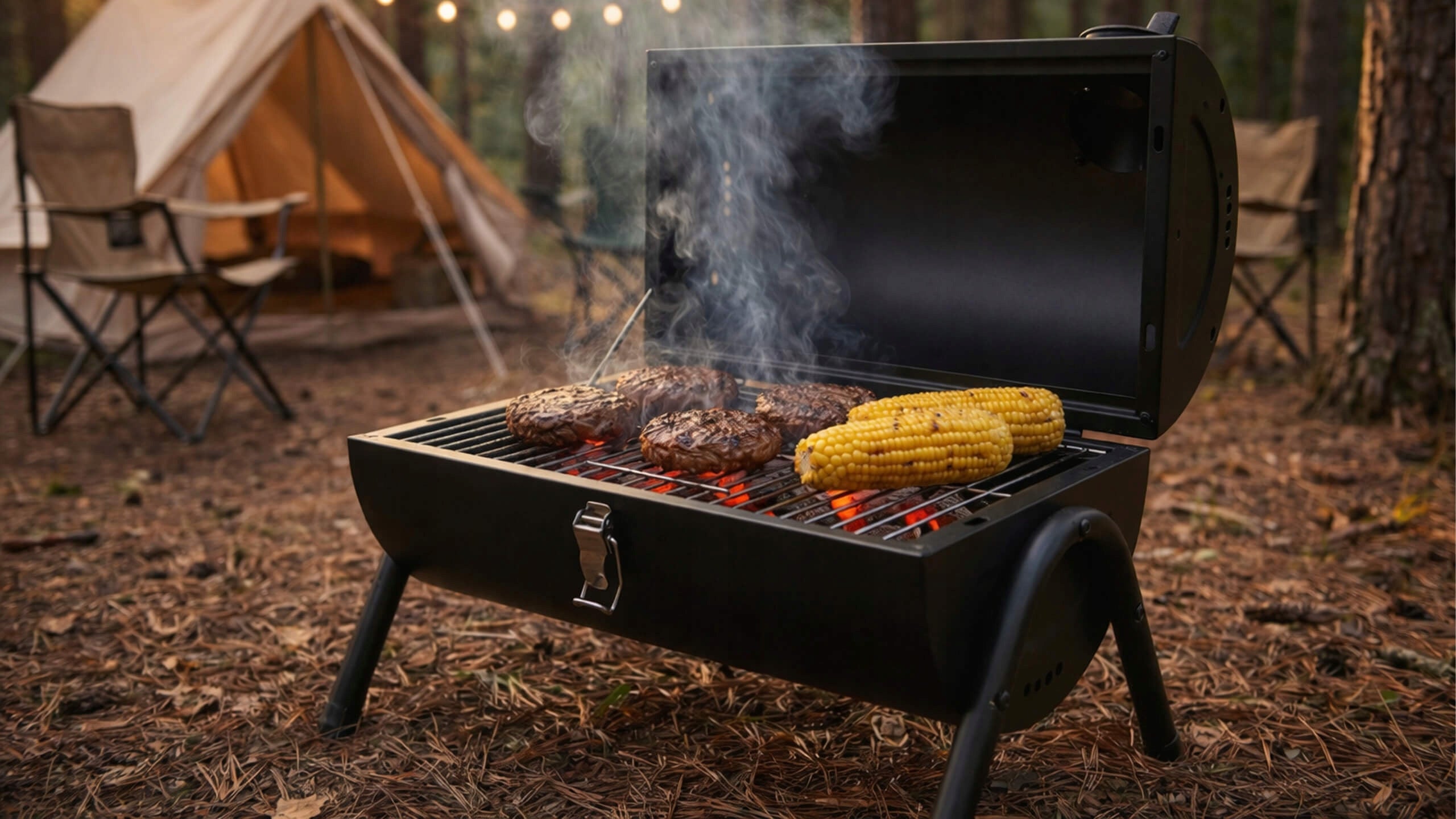 Garden Hiking Charcoal Grill Folding Camping Portable Barrel Grill depth 32 cm